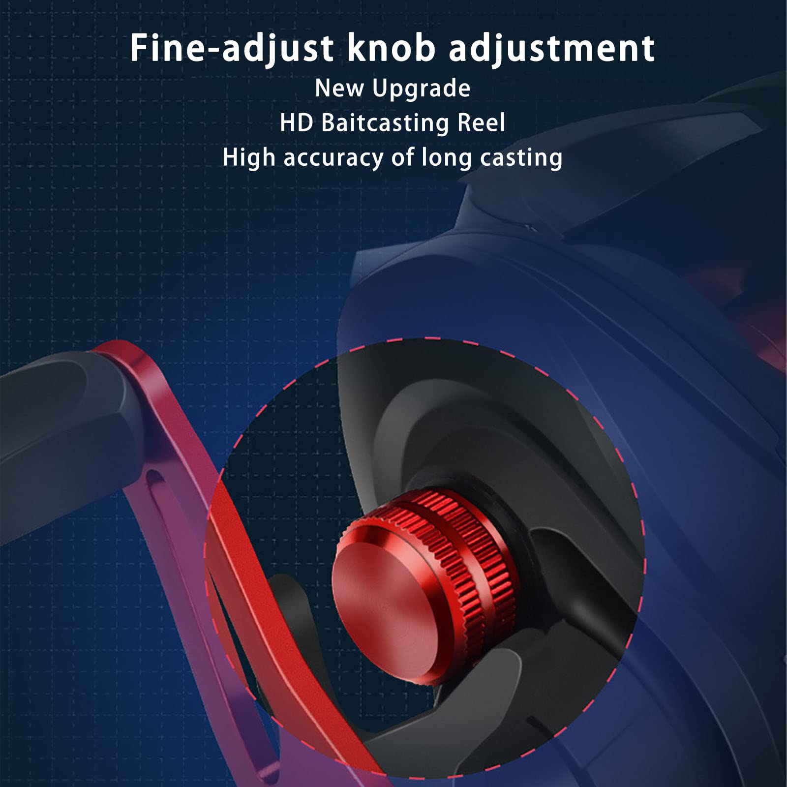 Teqin Fishing Baitcasting Reel, 7.2:1 Gear Ratios Lure Fishing Baitcasting Reel, Max Drag 10Kg Long-Casting Bait Caster Reel, 12 Levels Magnetic Adjustment Fishing Reel Hd Red Right Hand