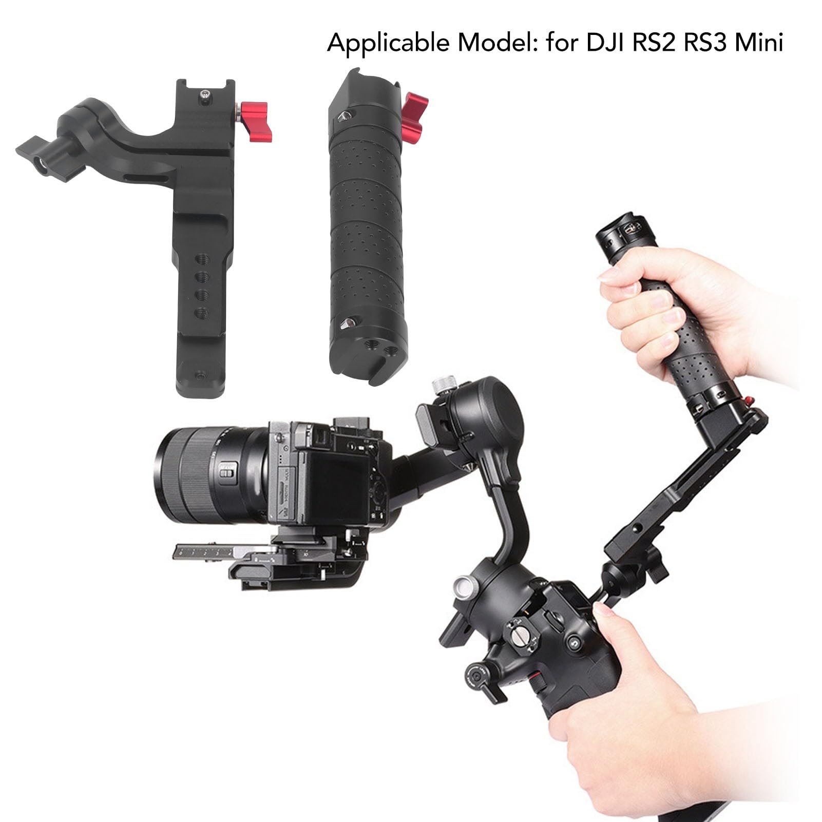 Agatige Stabilizer Foldable Handle, Aluminum Alloy Adjustable Handheld Extension Bracket Sling Handgrip Gimbal Stabilizer For Microphones, Lighting, Receivers, Transmitters