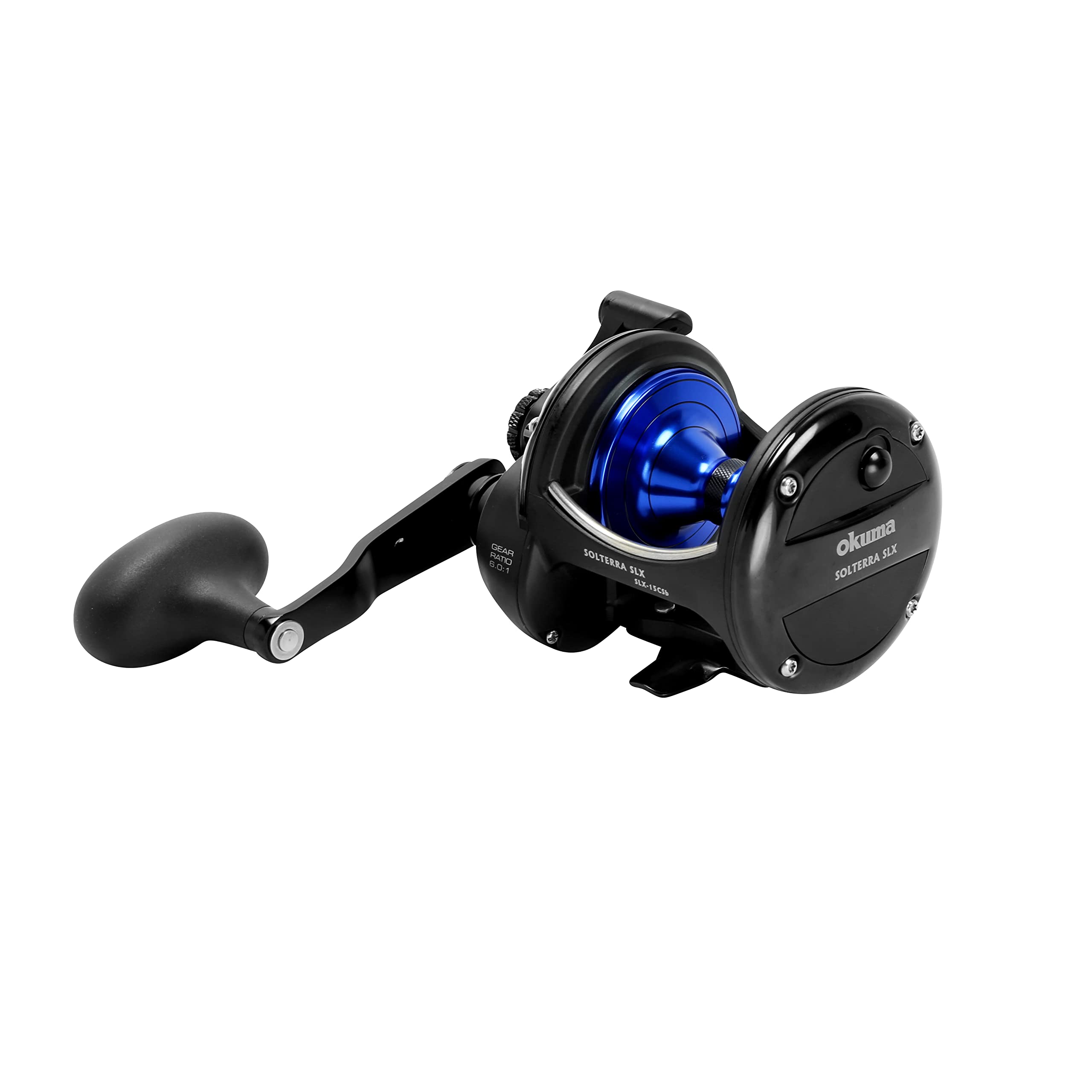 Okuma Solterra Slx High Speed Open Top Frame Lever Drag Saltwater Trolling Reel, Slx-15Csb, 410Yds-25Lb, Black