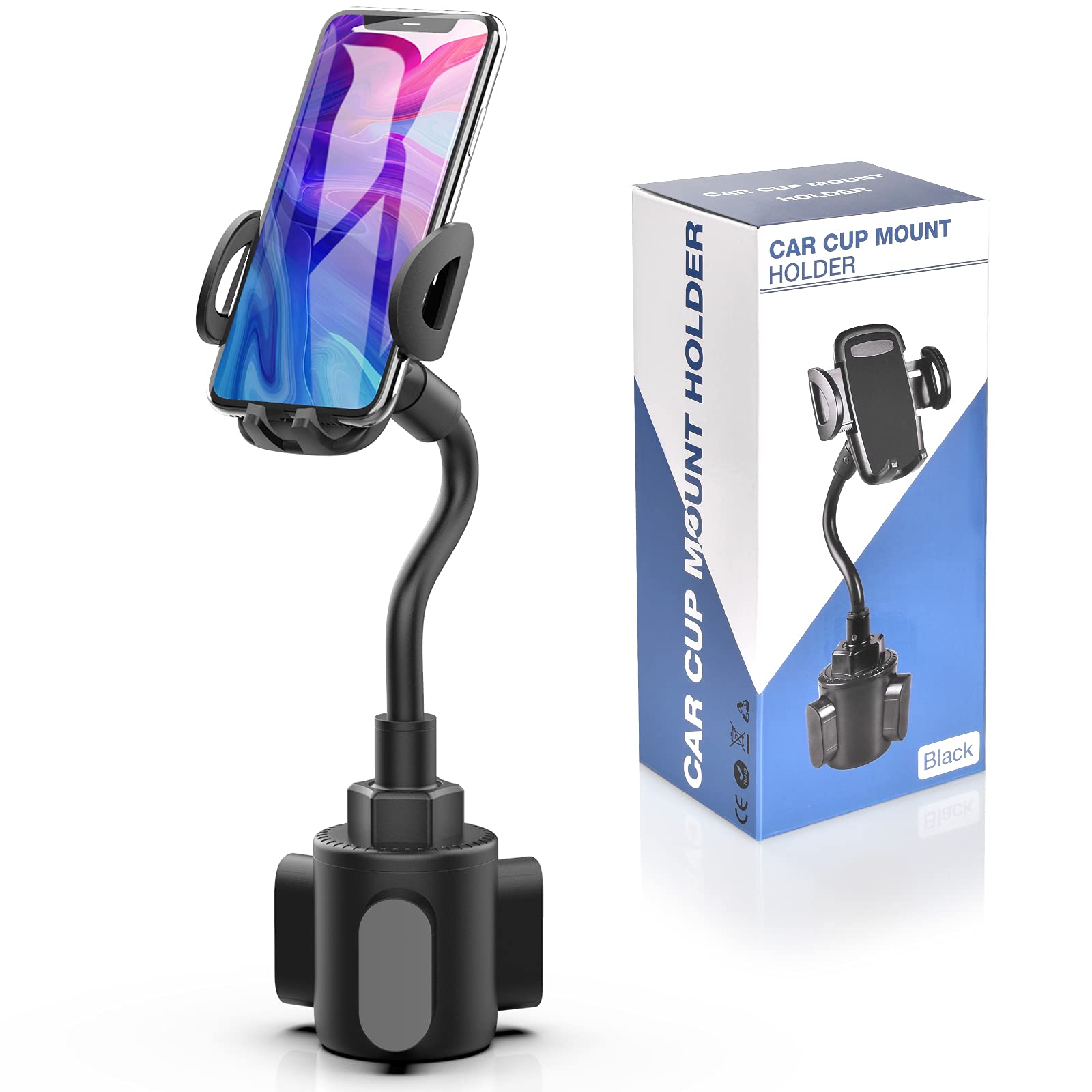 Bokilino Car Cup Holder Phone Mount, Adjustable Gooseneck Cup Holder Cradle Car Mount For Cell Phone Iphone 11 Pro/11 Pro Max/11/X/Xs/Xs Max/8/8Plus,Samsung,Huawei,Lg, Sony, Nokia (Black)