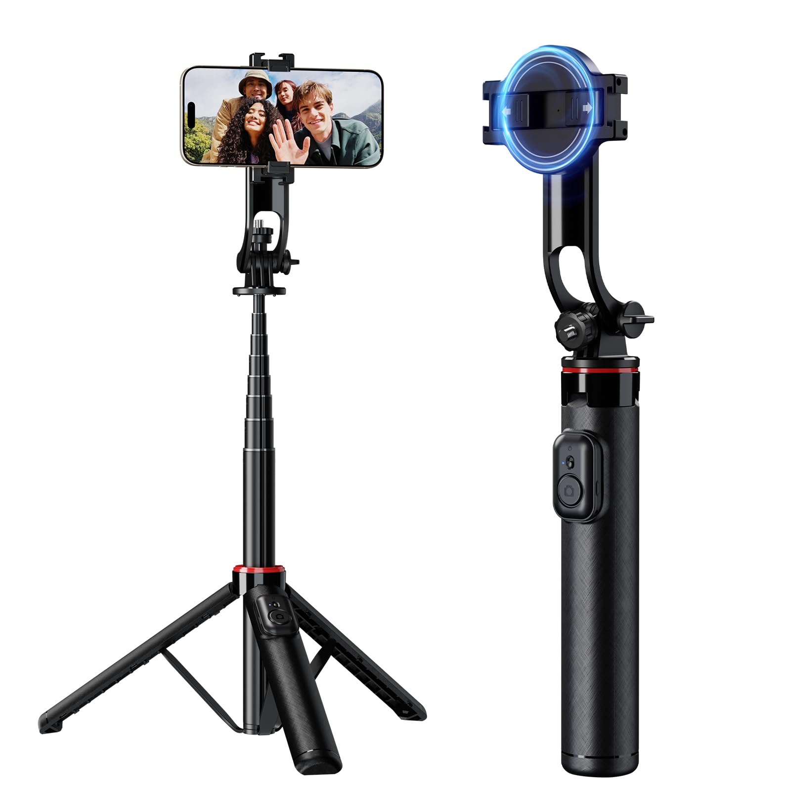 Yoovei Magnetic Selfie Stick Tripod With Wireless Remote,All-In-One Phone Tripod Extendable Phone Stand For Magsafe,Stand Compatible With Iphone Android And All Cell Phones