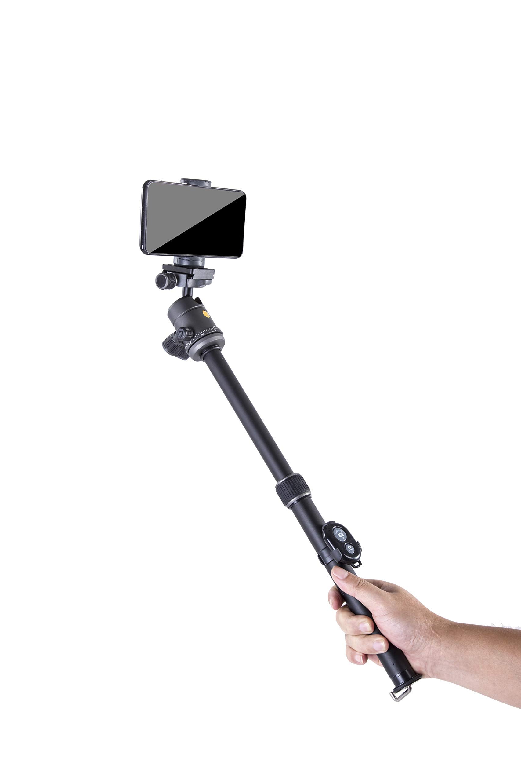 Vanguard Veo3Go265Hab Compact Aluminum Travel Tripod With Ball Head, Monopod Option, Smart Phone Holder And Bluetooth Remote