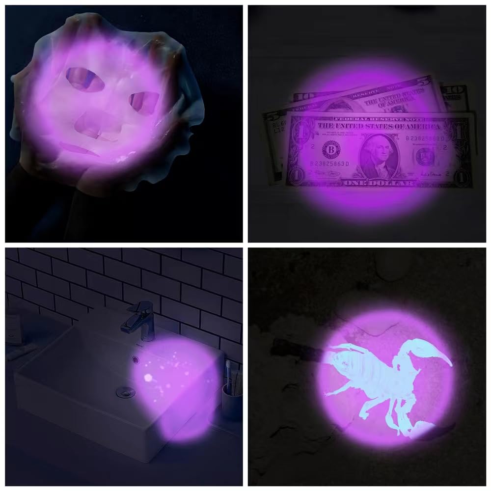 Raysoar 12 Pack Mini Uv Led Keychain Flashlight, 395Nm Uv Light Keychain Flashlight, Uv Keychain Flashlight, Uv Keychain Light Black Light For Detections