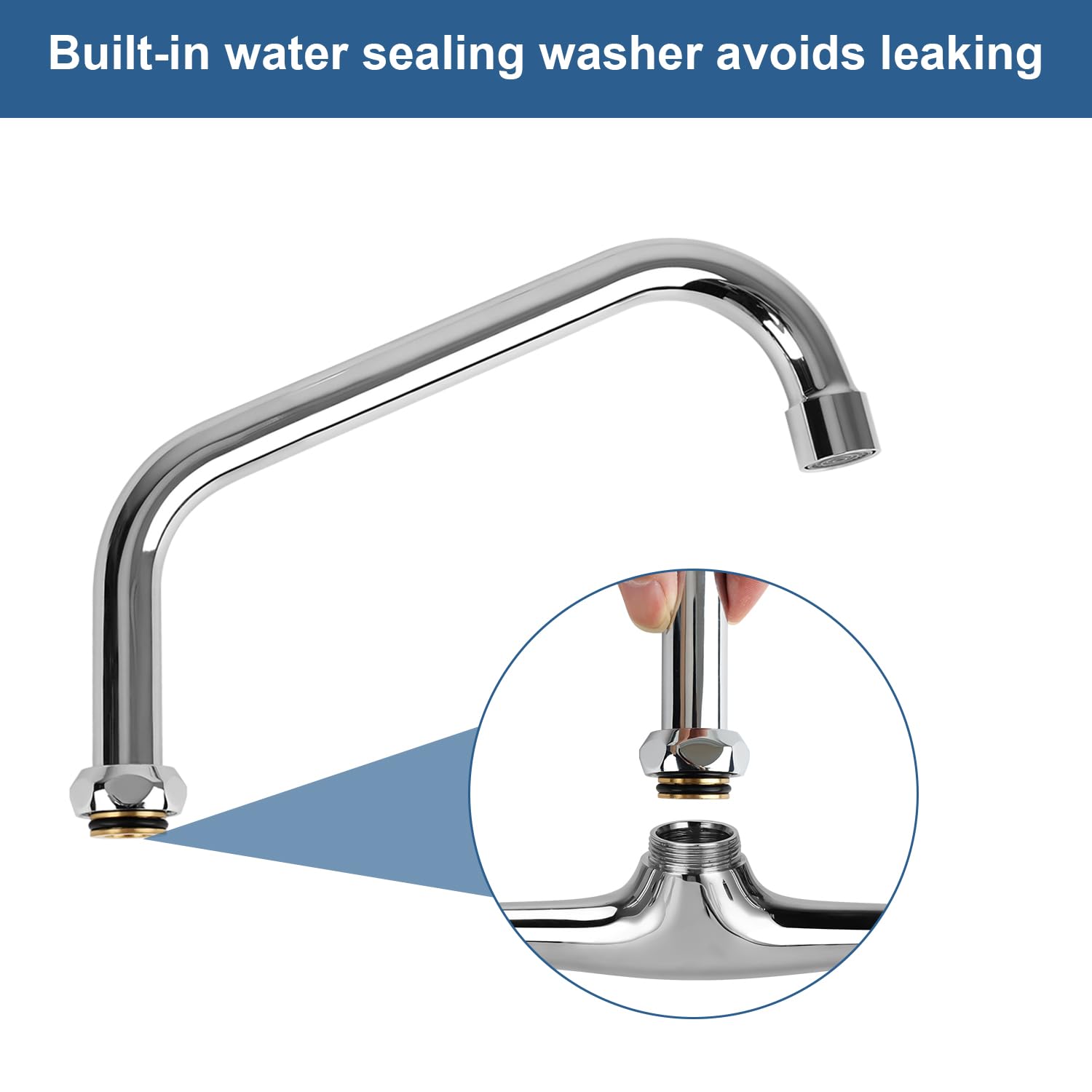 Tnroted 8 Inch Commercial Faucet Spout Replacement With 2.2 Gpm Aerator Fits For All T&S Faucets, 360° Stainless Steel Faucet Swivel Spout For Home Kitchen Sink, Chrome Finish