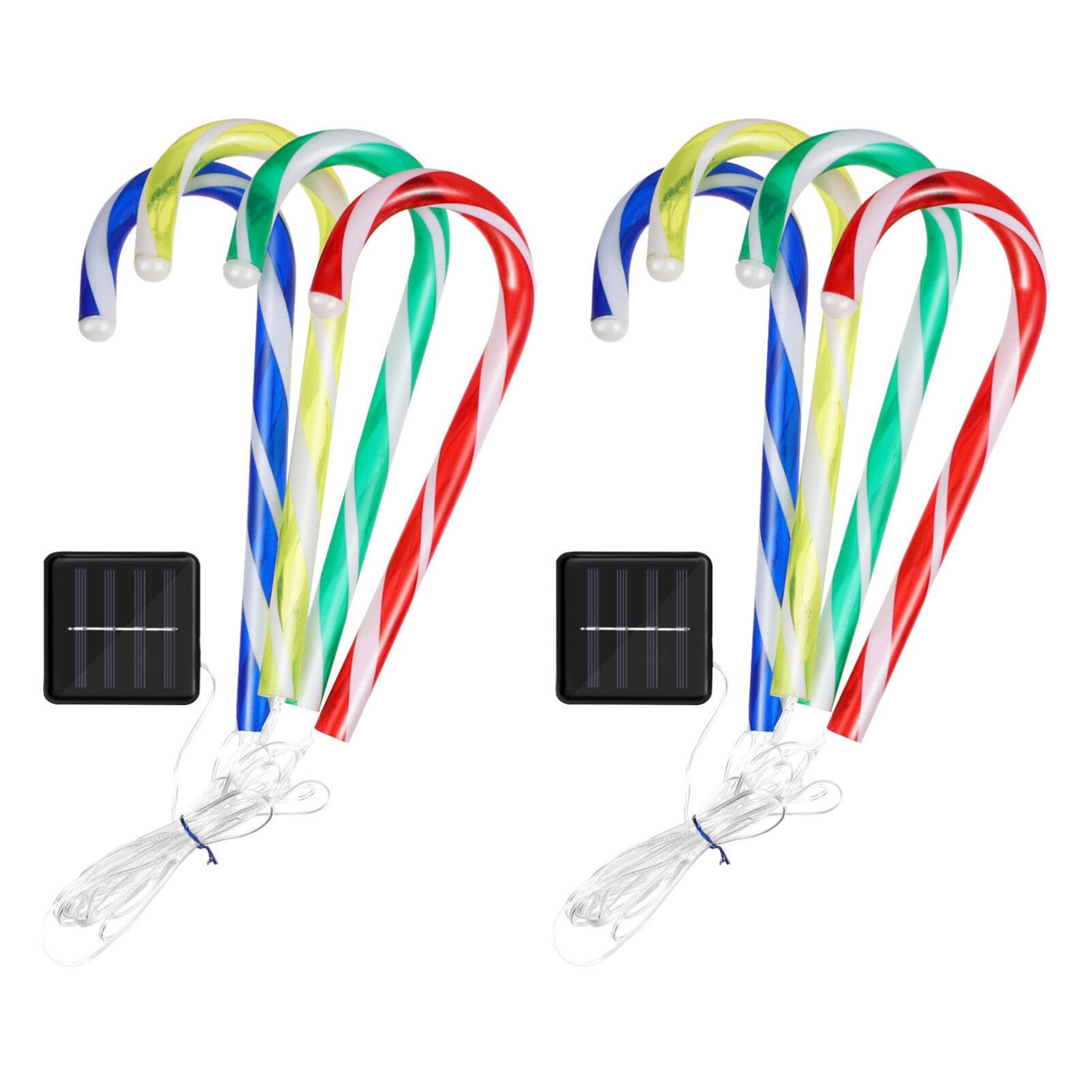 Osaladi 2 Sets Christmas Candy Cane Lights Outdoor Solar Path Lights Candy Cane Pathway Markers For Yard Garden Patio Walkway Party Decor, Colorful Light