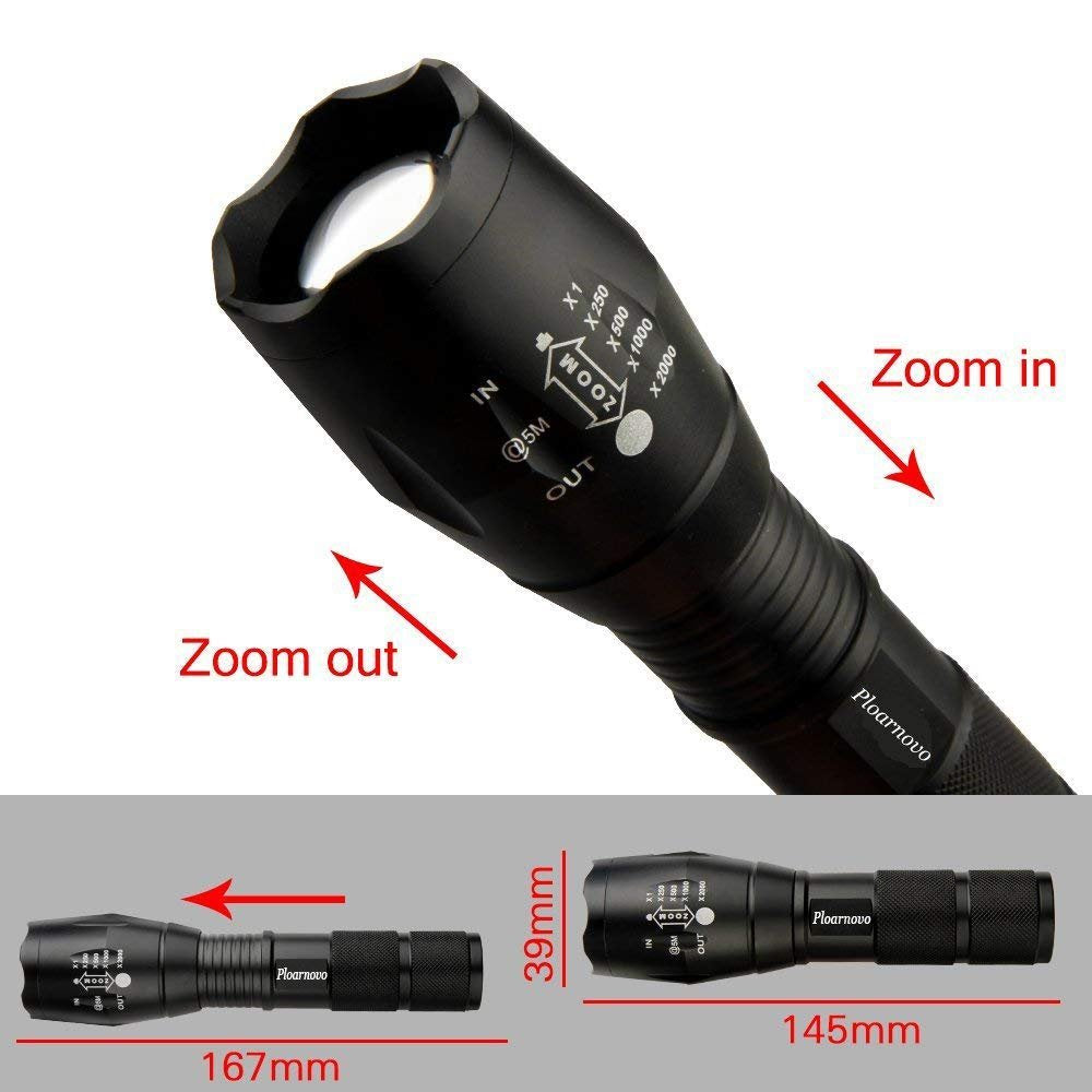 Ploarnovo 2 Pack Tactical Flashlight 2000 Lumens Led With Adjustable Focus And 5 Light Modes For Camping Hiking Emergency, Hurricane, Power Outage,-Giving