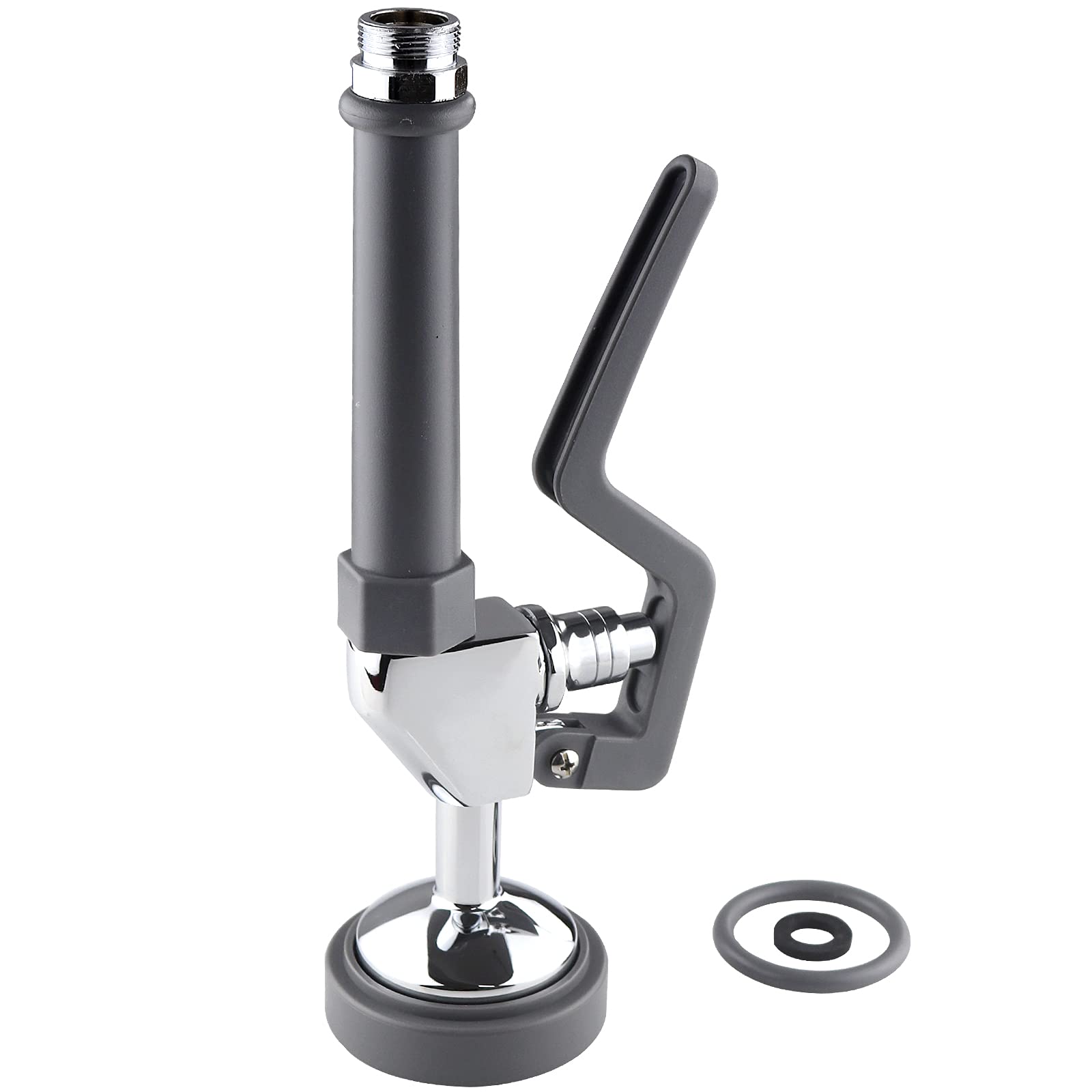 Yoogyy Commercial Sink Sprayer Replacement, Commercial Sink Pre Rinse Faucet Spray With Handle Grip Assembly,1.28 Gpm High Pressured Dish Sprayer For Replacement Kit,Grey