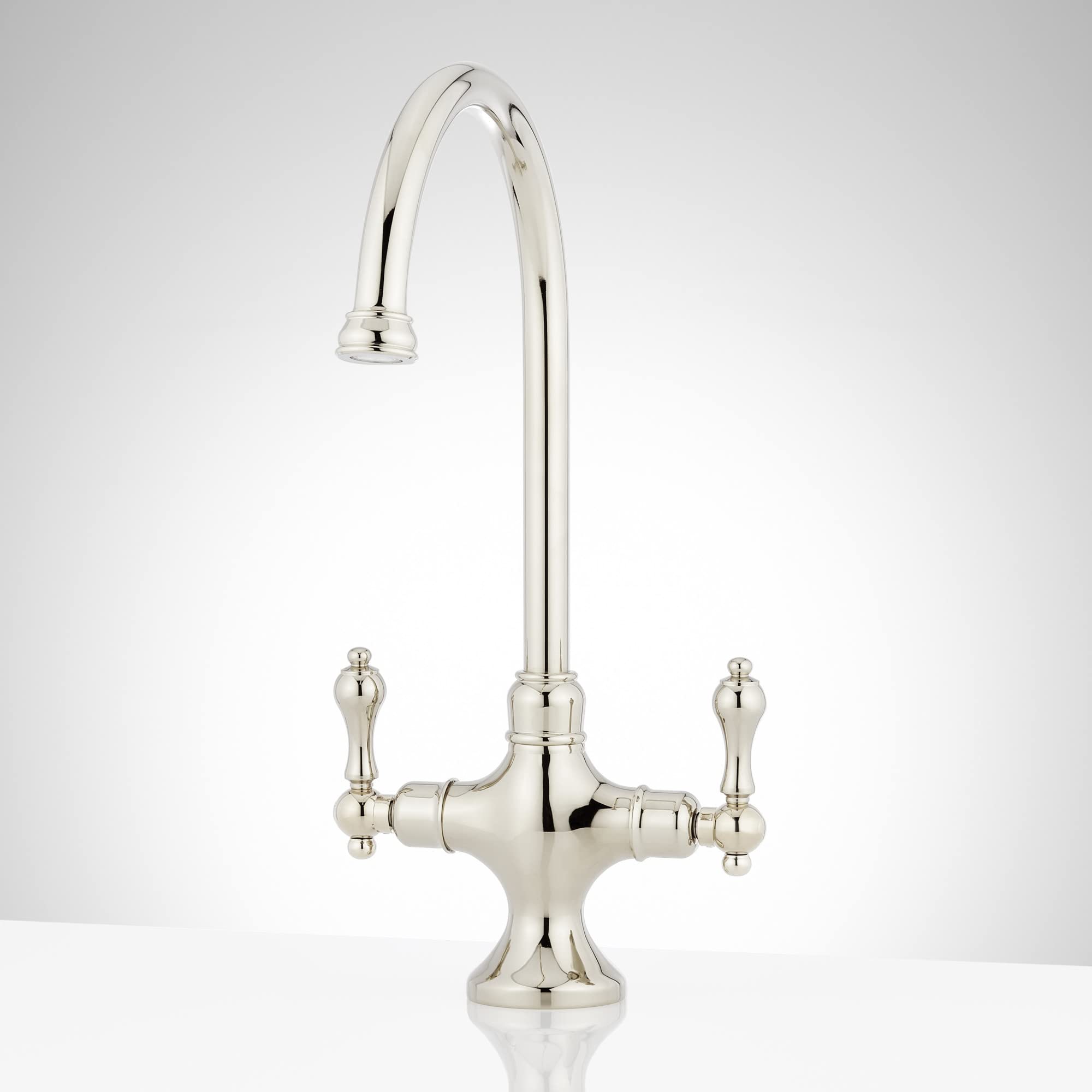 Signature Hardware 909999 Isabel 1.8 Gpm Double Handle Single Hole Bar And Kitchen Faucet - Polished Nickel