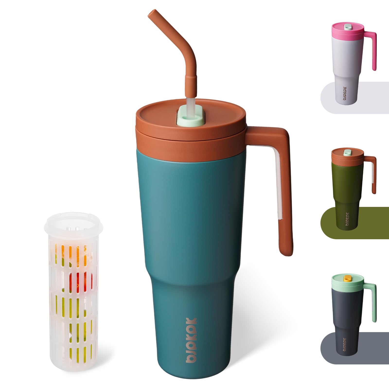 Bjpkpk 40Oz Tumbler With Handle And Straw Insulated Tumblers Cups With Lid Stainless Steel Travel