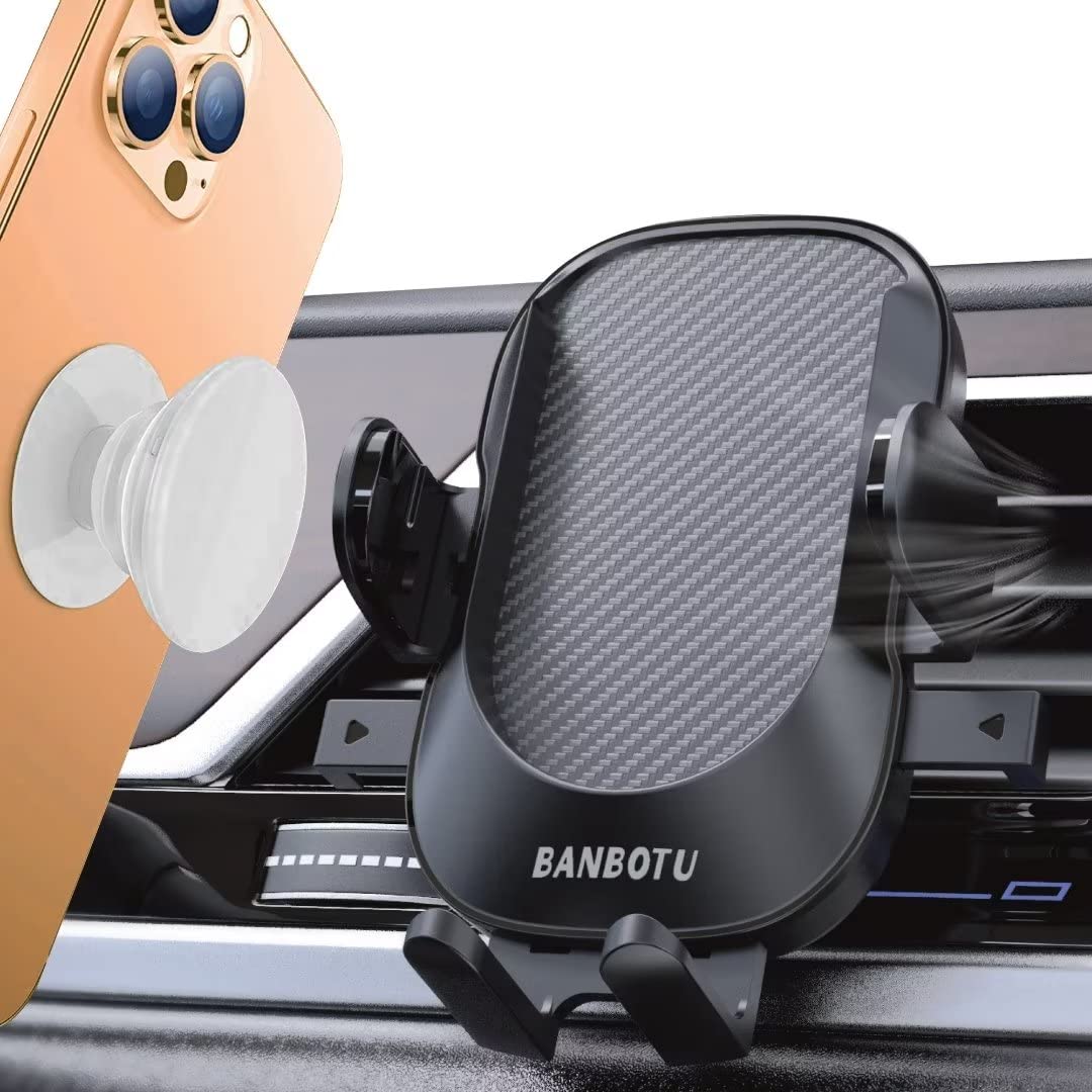 Banbotu Car Phone Holder Mount - Socket Grips Pop Cradles Friendly, Hands- 360° Rotatable & Anti-Shake Air Vent Mount, Universal Car Phone Holder Compatible With Thick Case & All Mobiles