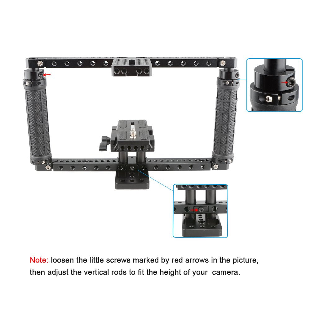 Camvate Battery Grip Camera Cage Adjustable With Quick Release Baseplate - 1772