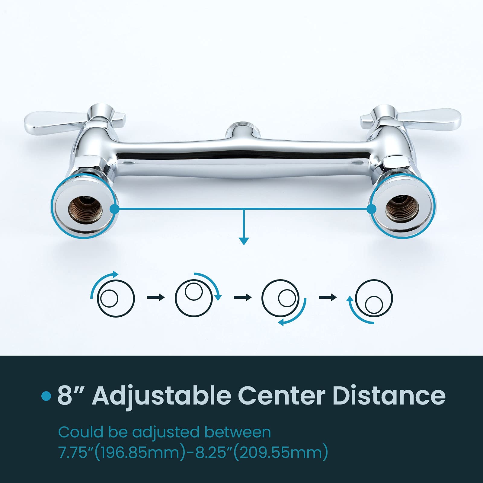 Favorpo Deck Mount Commercial Sink Faucet 8 Inch Center With 12 Inch Swviel Spout Kitchen Faucet For Restaurants Laundry Room Utility Sink 2 Handle 2 Holes Brass Structure