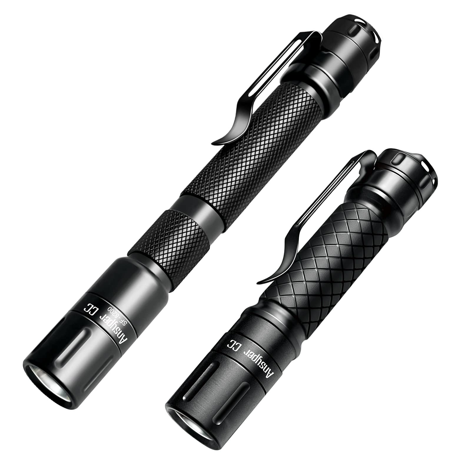 Ansyper Cc Mini Flashlight 3 Modes Small Flashlights Led Powerful High Lumens Tactical Pen Light With Clip,Slim Portable Pocket Compact Torch For Emergency Inspection Aaa Battery Water-Resistant(3.4 & 5.2 Inch)