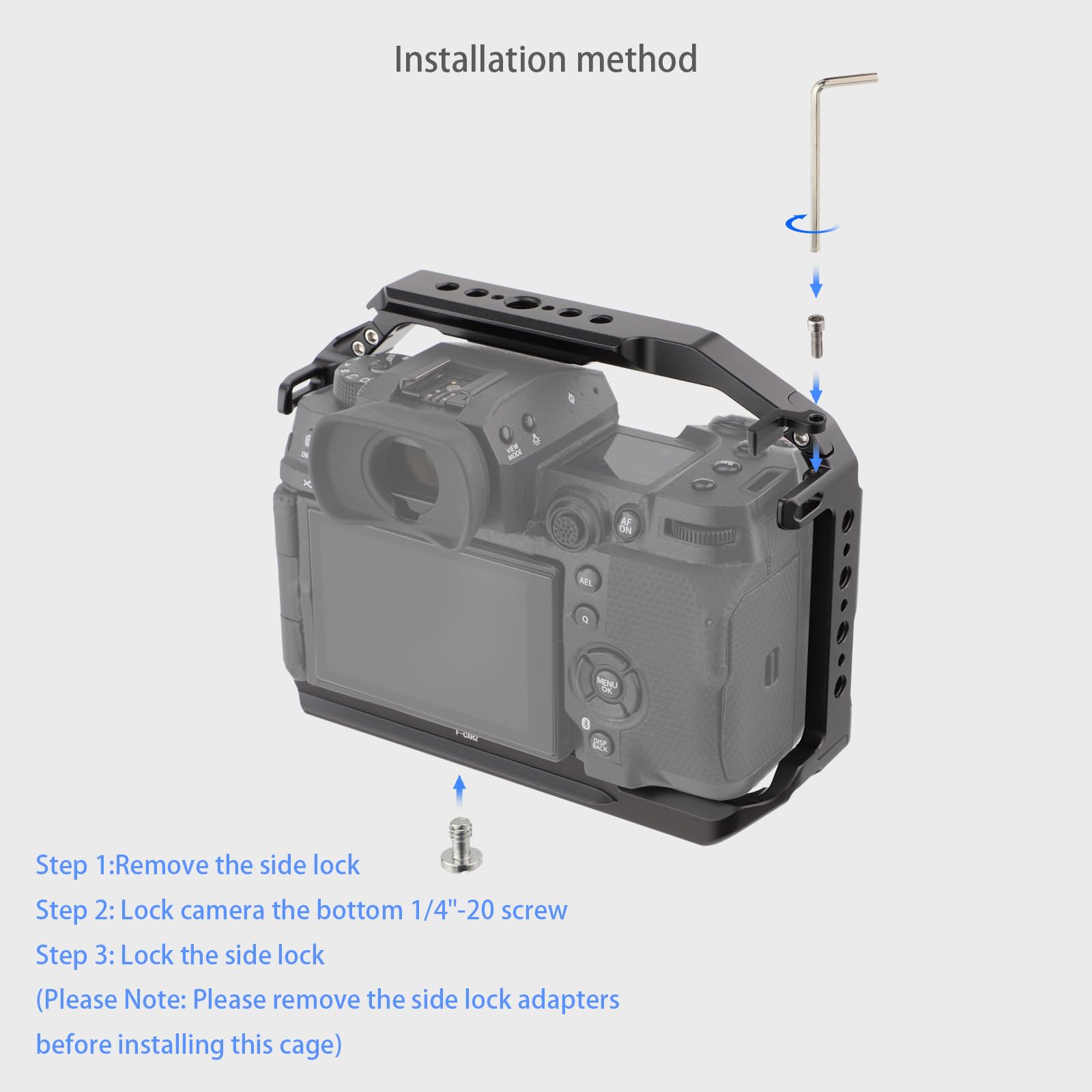 Leftfoto Xh2/Xh2S Camera Cage - Aluminum Rig With Arca Base,Nato Rail,Arri Threads Fits Dji Rs Stabilizer-For Fujifilm X-H2/X-H2S Vlog Video Shooting