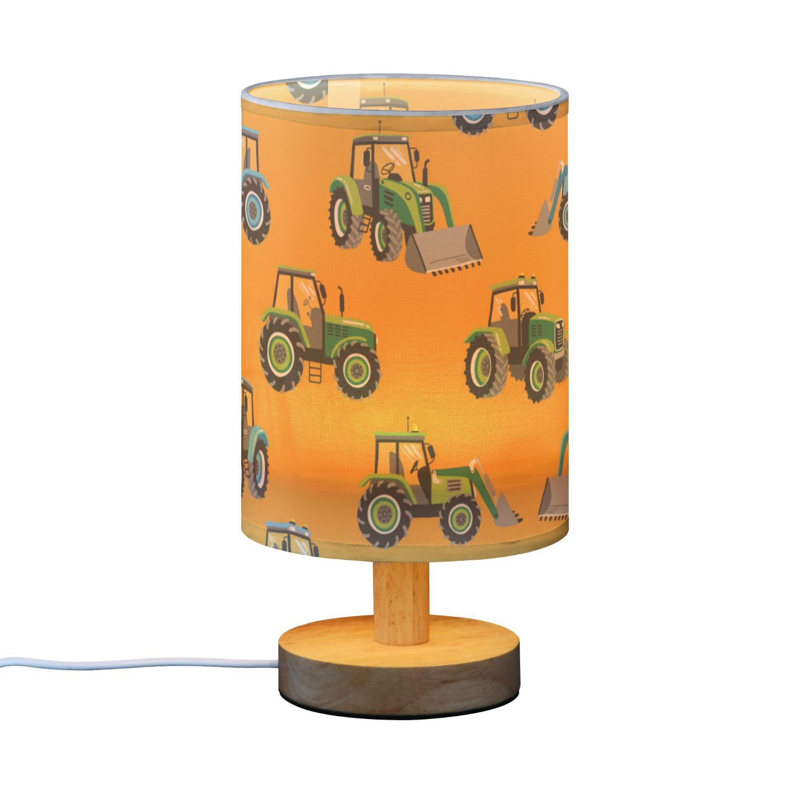 Frodotgv Night Lamp Light Table Lamp Unique Hand Drawn Tractor Yellow Lamps For Kids Dorm Room