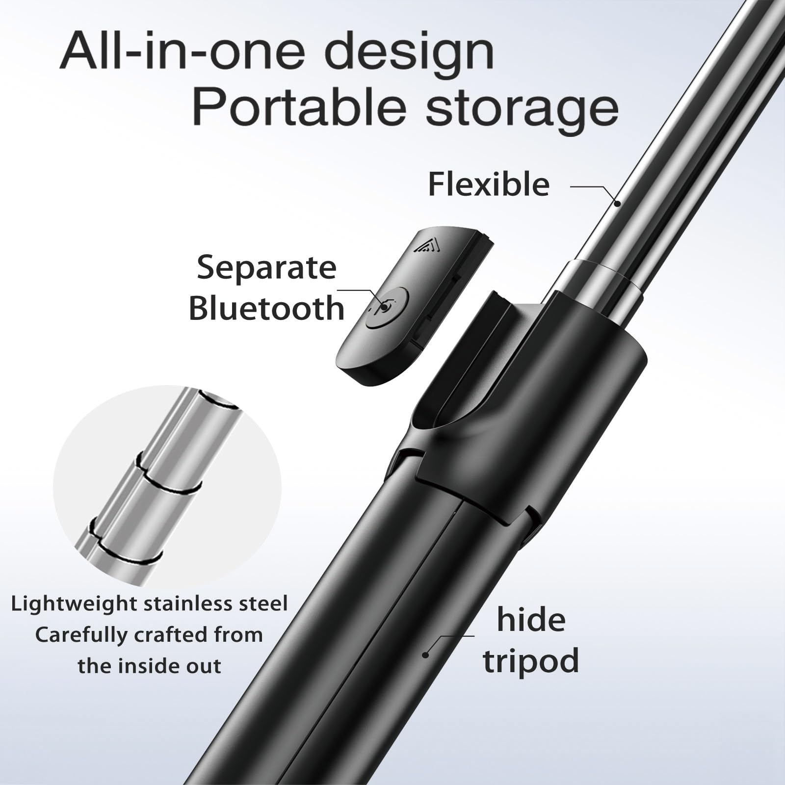 Boeica Phone Tripod & Selfie Stick, Extendable Cell Phone Tripod Stand With Wireless Remote, Mini Tripod Compatible With Iphone Android For Travel Group Selfie/Live Streaming/Video Recording (S05-S)