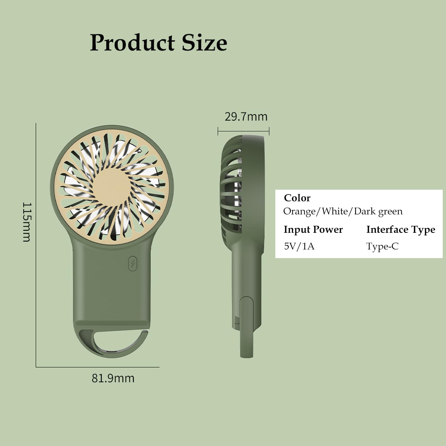 Person holding the mini fan, showing lightweight and ergonomic grip