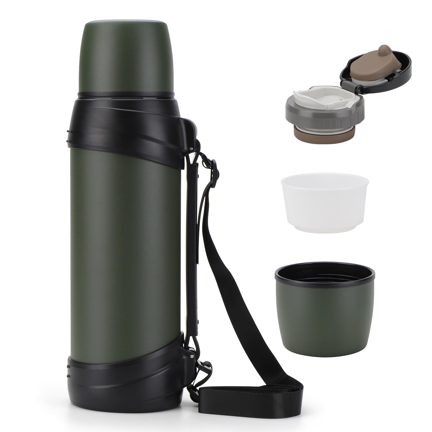 84Oz/2.5L Large Coffee Thermoses For Travel Stainless Steel Large Flask With Handle For Hiking Fish