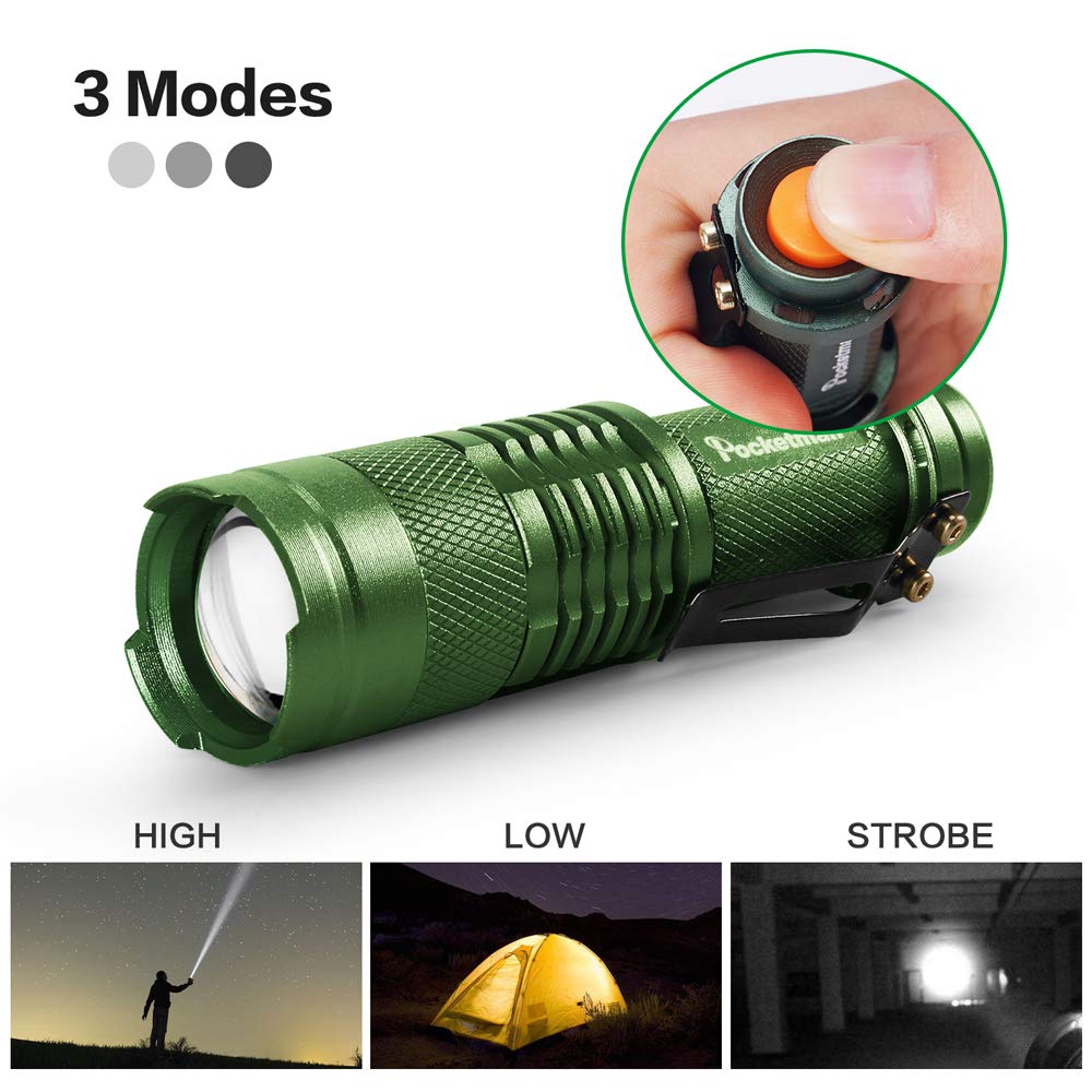 Modoao 6 Pack Led Mini Flashlights 7W 300Lm Sk-68 3 Modes Adjustable Focus Zoomable Q5 Led Tactical Flashlight For Camping Hiking Emergency (Six Color Pack)