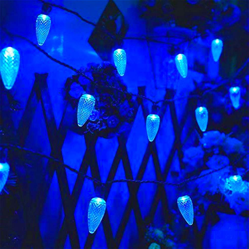 Borita Blue C9 17Ft 25 Led Straberry Christmas Lights -Commercial Grade, Connectable Plug, Thick Green Wire,Vintage Decorative Lights -Outdoor Use