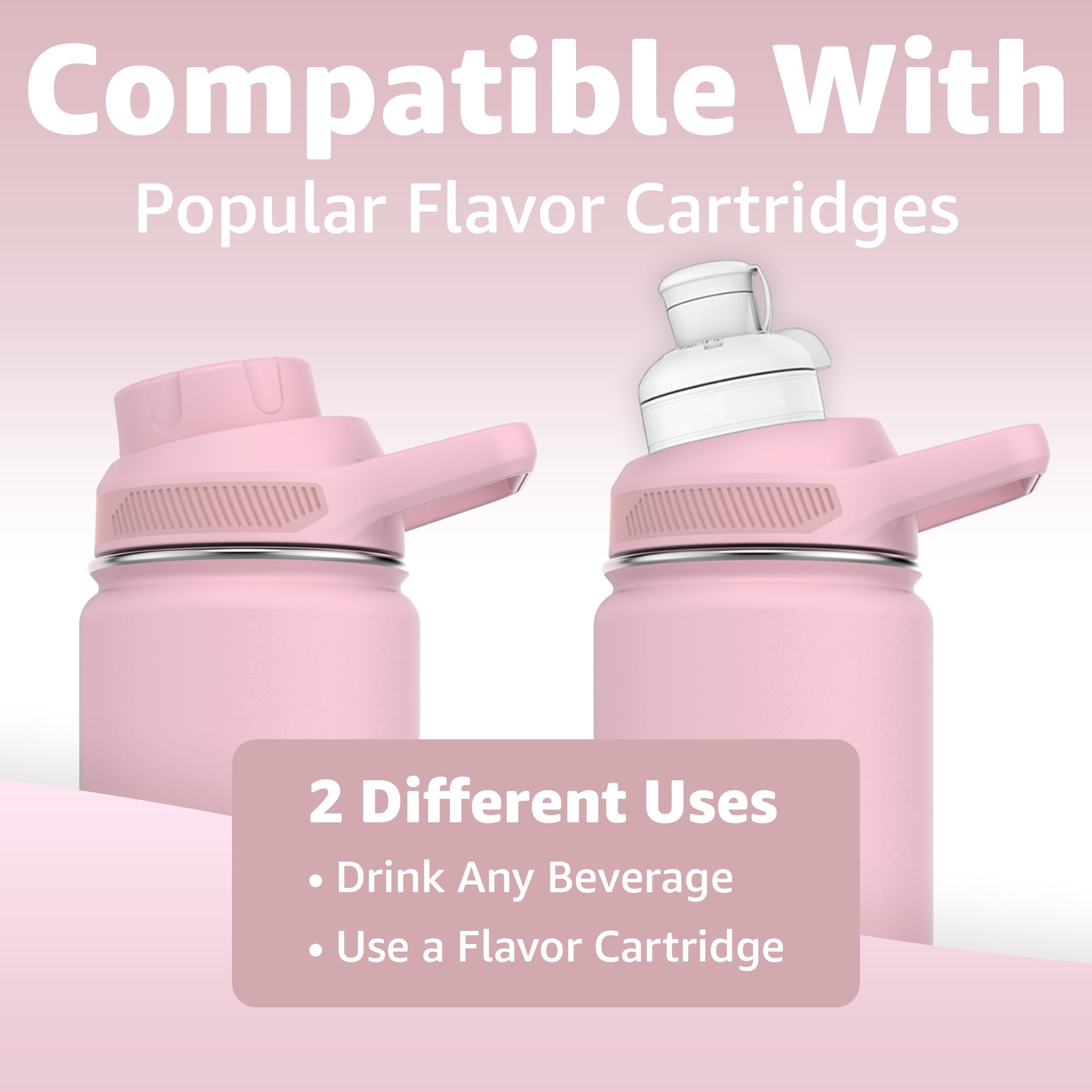 Water Bottle Compatible With Popular Flavor Cartridges , Leak Proof, Double-Walled