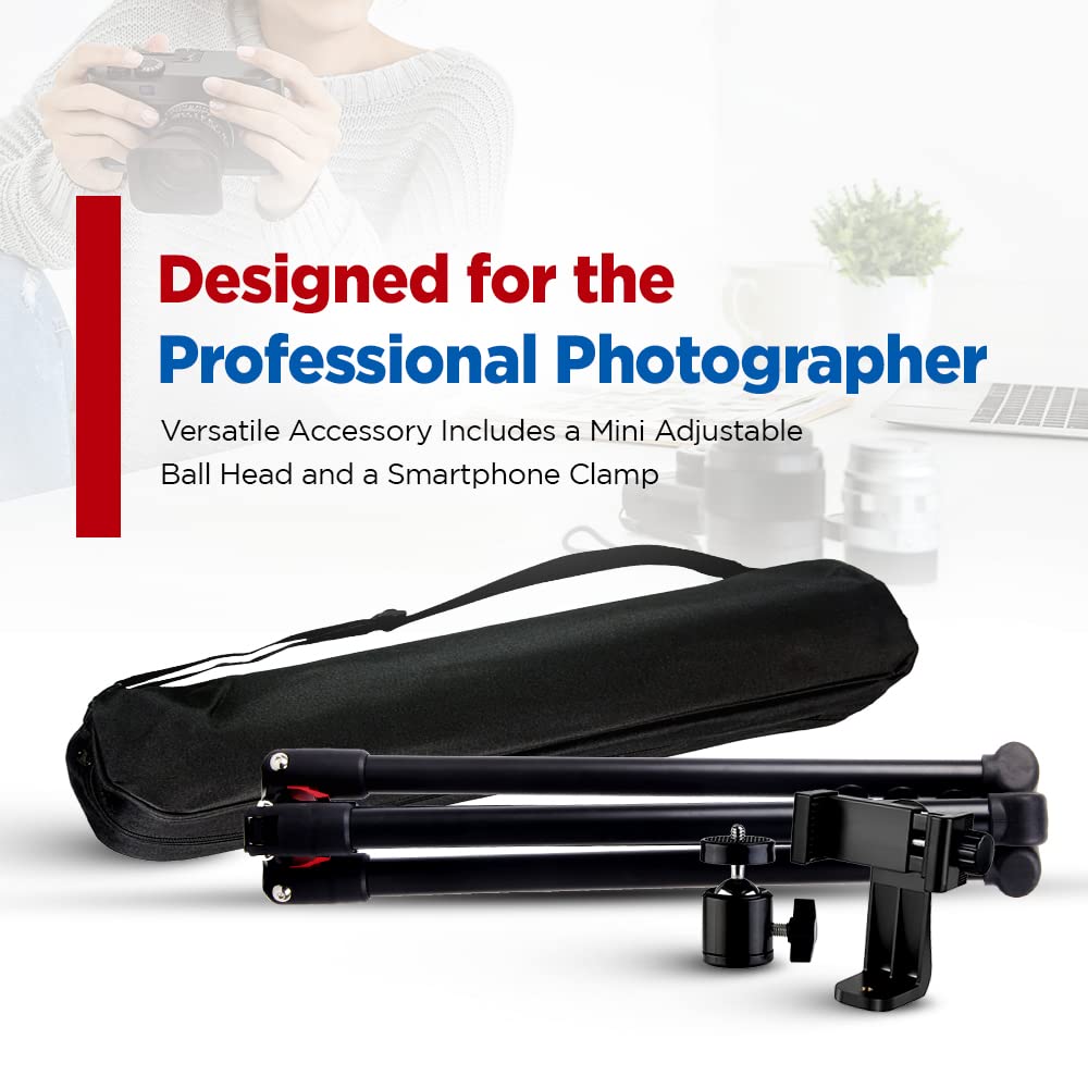 Vidpro St-90 Venturemaxx Professional 90-Inch Adjustable Stand - Lightweight Tripod Compatible With Cameras Camcorders Smartphones Ring Lights Microphones & More Includes Ball Head & Clamp