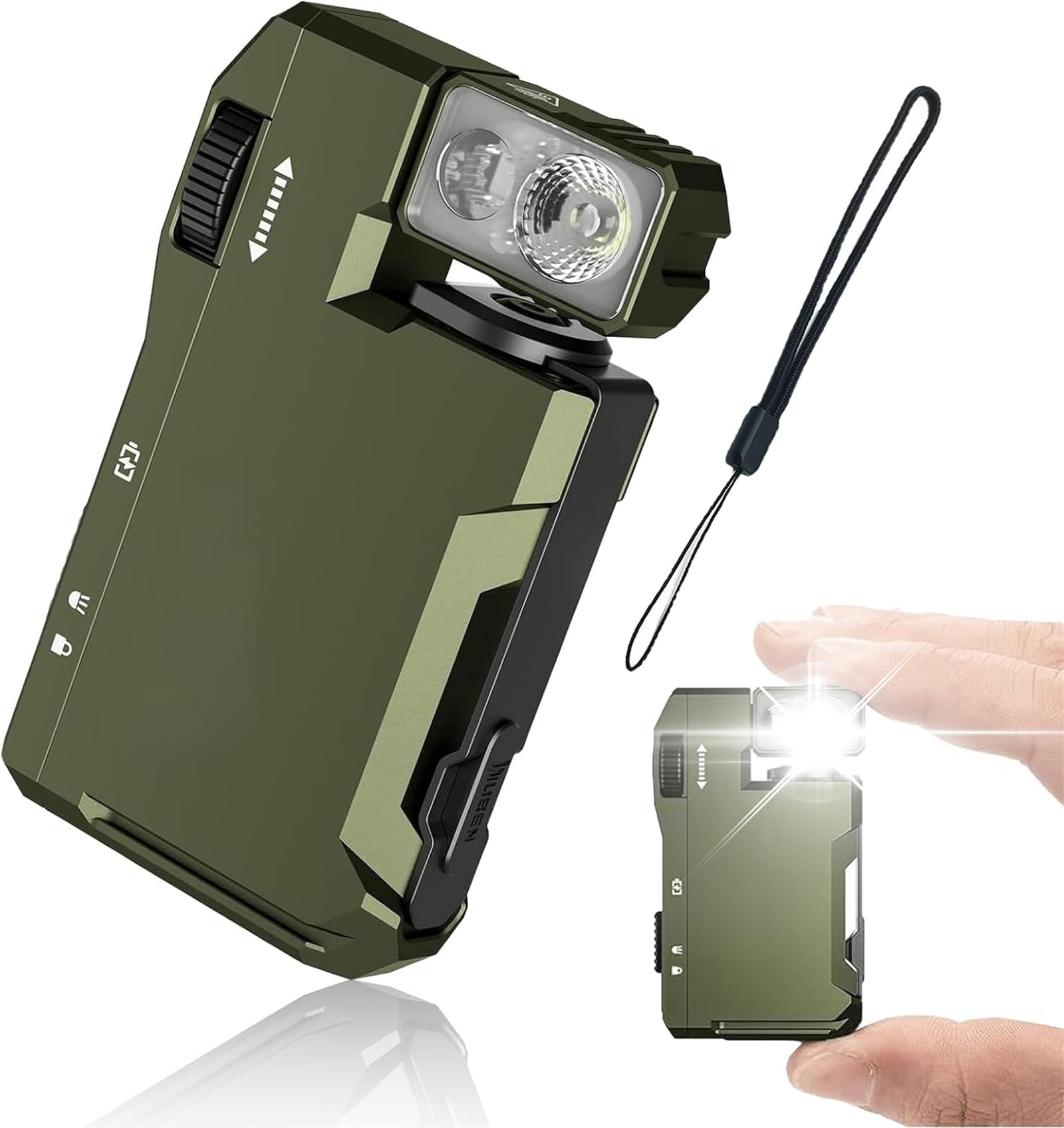 Gdsafs G5 Flashlight - G5 Rechargeable Edc Flashlight, G5 Pocket-Sized Led Light 400 Lumens, 180° Rotation Dual Light Ip68 Waterproof Magnetic Mini Flashlight For Outdoor, Emergency & Daily Carry (Green)