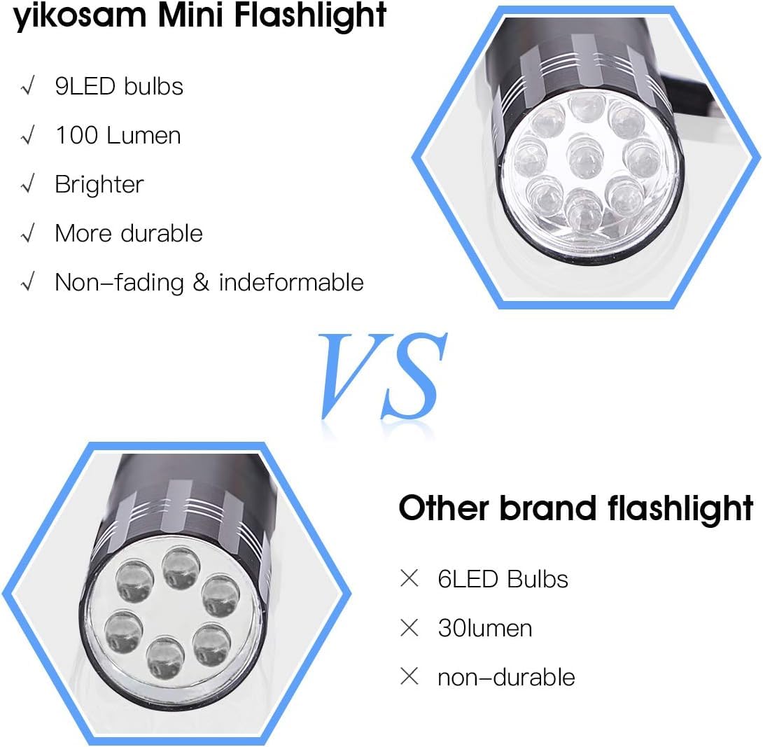Yikosam 20 Pack Of Flashlights 9 Led Mini Aluminum Flashlight Bulk With Lanyard 60 Aaa Batteries Included Assorted Colors Handheld Flashlights For Hurricane Supplies Camping, Night Reading, Cycling