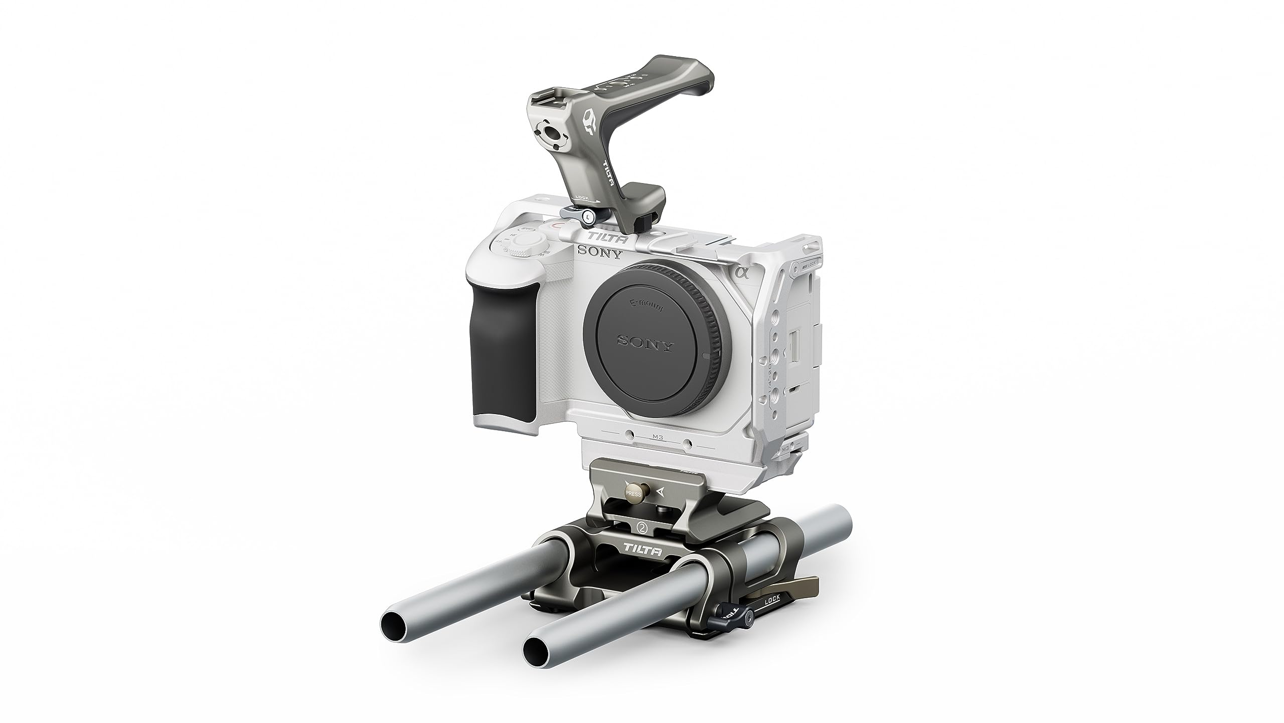 Tilta Camera Cage For Zv-E1 Pro Kit Includes Nato Top Handle, Cooling System, Rod, Lws Baseplate Cold Shoe, Nato Rail, M3 And 1/4""-20 Threads Mounts Silver
