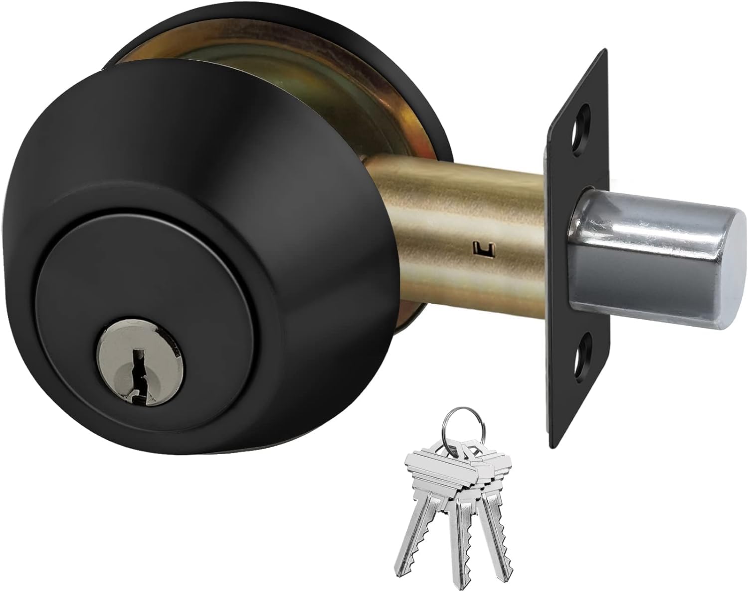 Lynn Hardware Heavy Duty Designer Commercial Deadbolt (Single Cylinder Lock, Matte Black, Us19) Non-Handed, Grade 2 Industrial - Ul 3 Hour Fire Rated & Ada Compliant  Wood Or Metal Doors