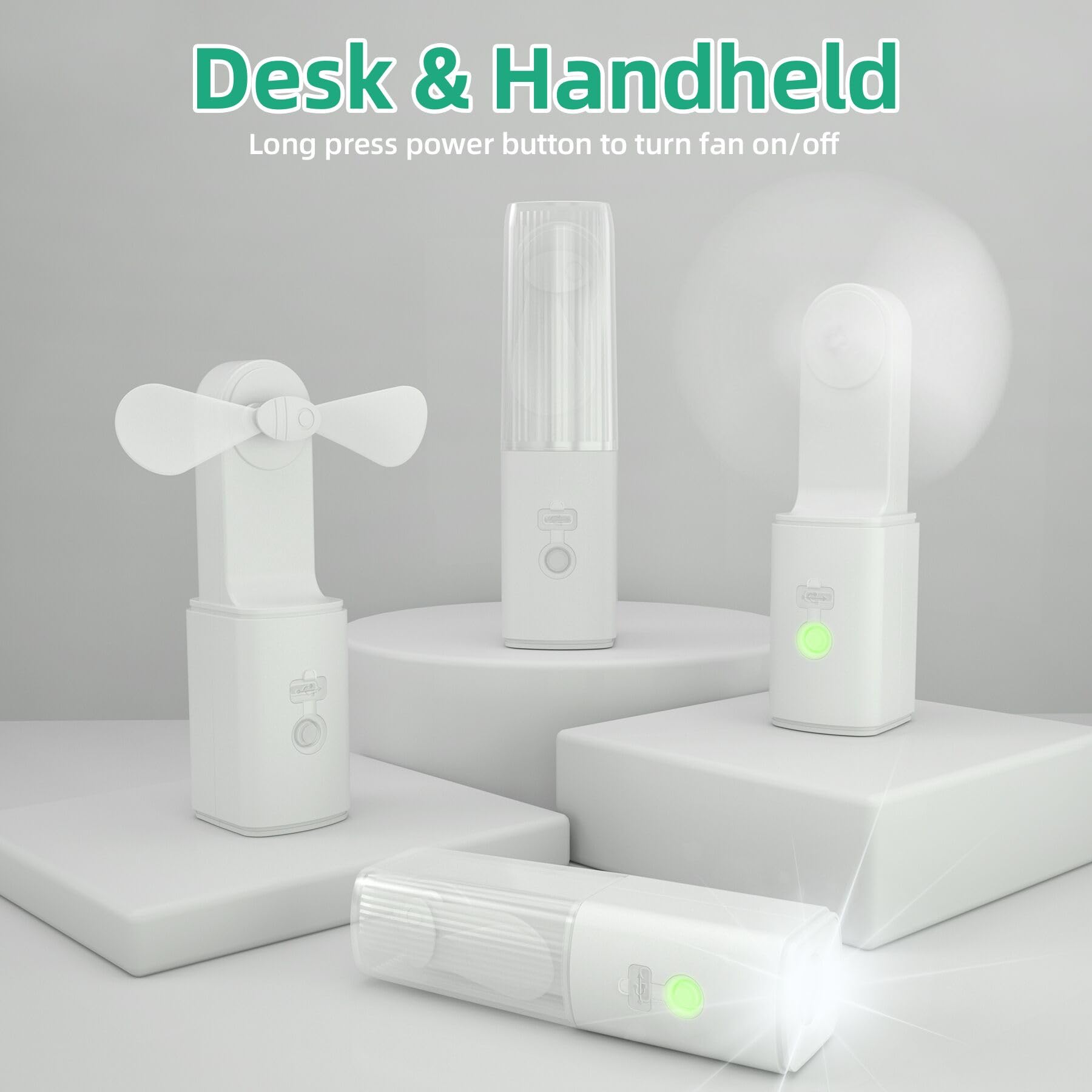 Sevenka 2-Pack Rechargeable Fan With Flashlight, 2In1 Mini Handheld Fans With Light, Pocket Usb-C Rechargeable Hand Fans, Portable Fans Cooling And Lighting Solution For Summer Travel Camping Outdoor