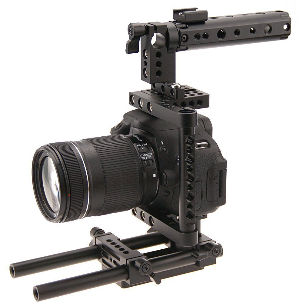 Camvate Camera Cage Rig Top Handle Tripod Mount Plate Compatible For Sony Panasonnic(Black) - 1136