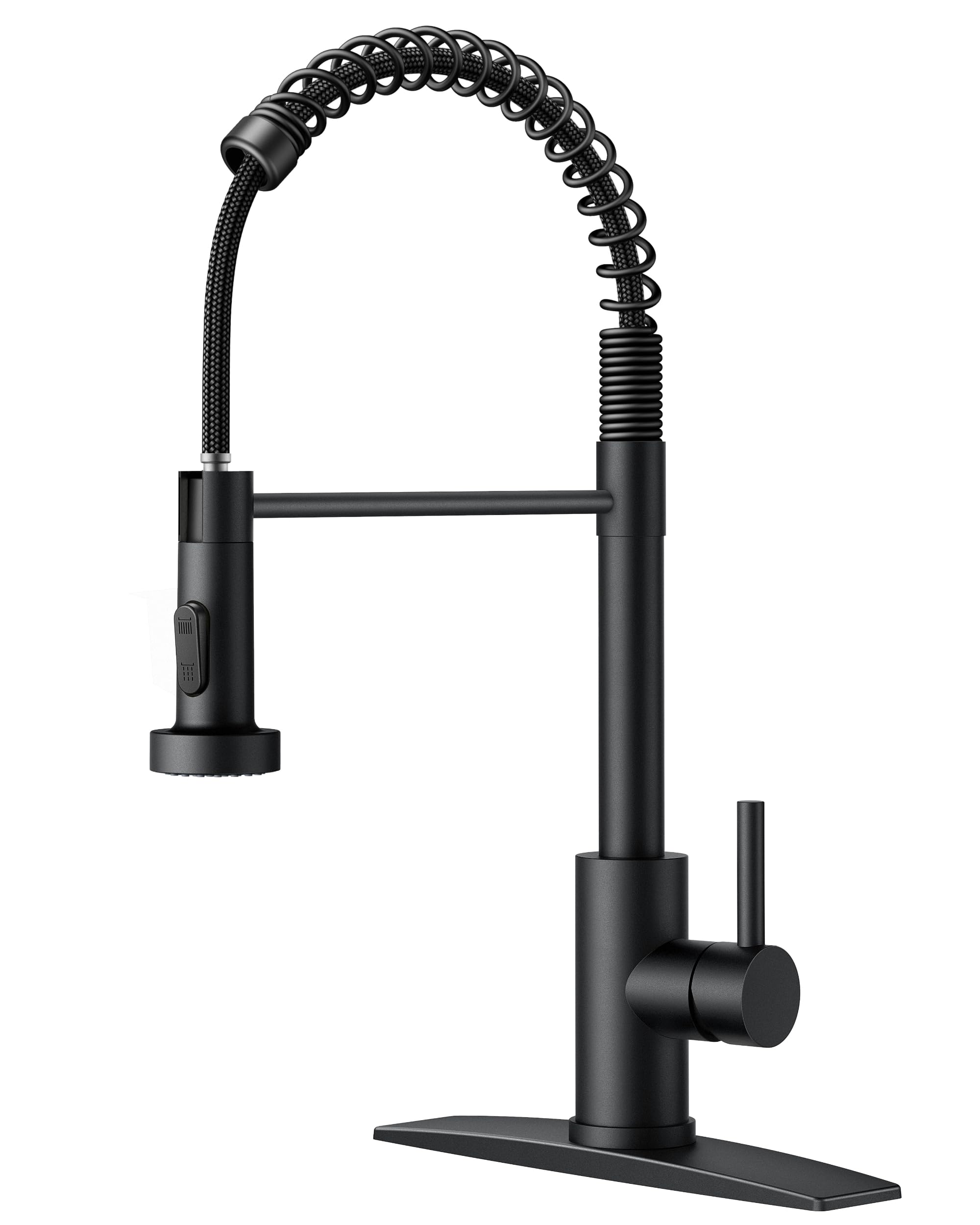 Forious Black Kitchen Sink Faucet With Pull Down Sprayer, Stainless Steel Commercial Single Handle Classic Spring Pull Out Sink Faucet For Farmhouse Camper Laundry Utility Room