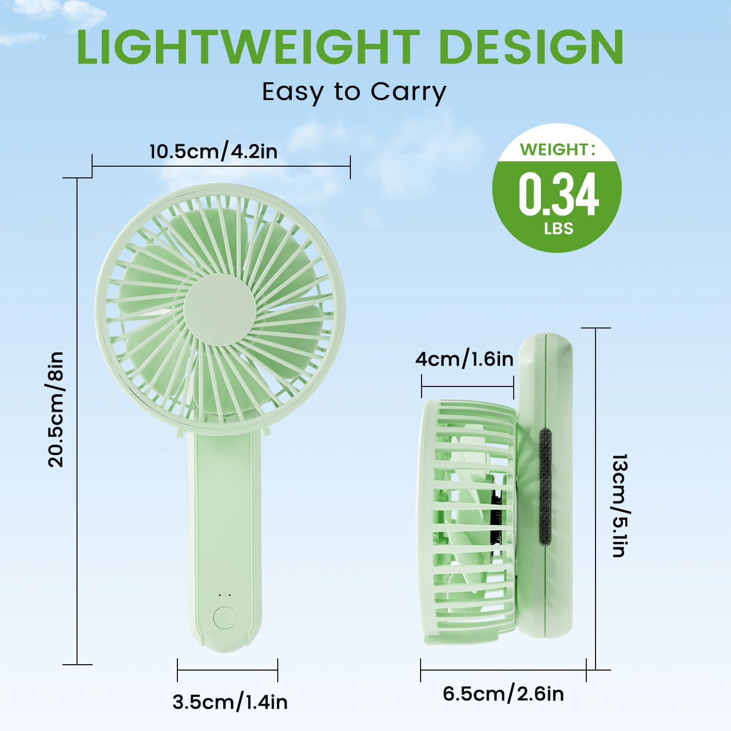 Passionbility Portable Handheld Fan - 2000Mah Personal Portable Fan Rechargeable, 180° Foldable Usb