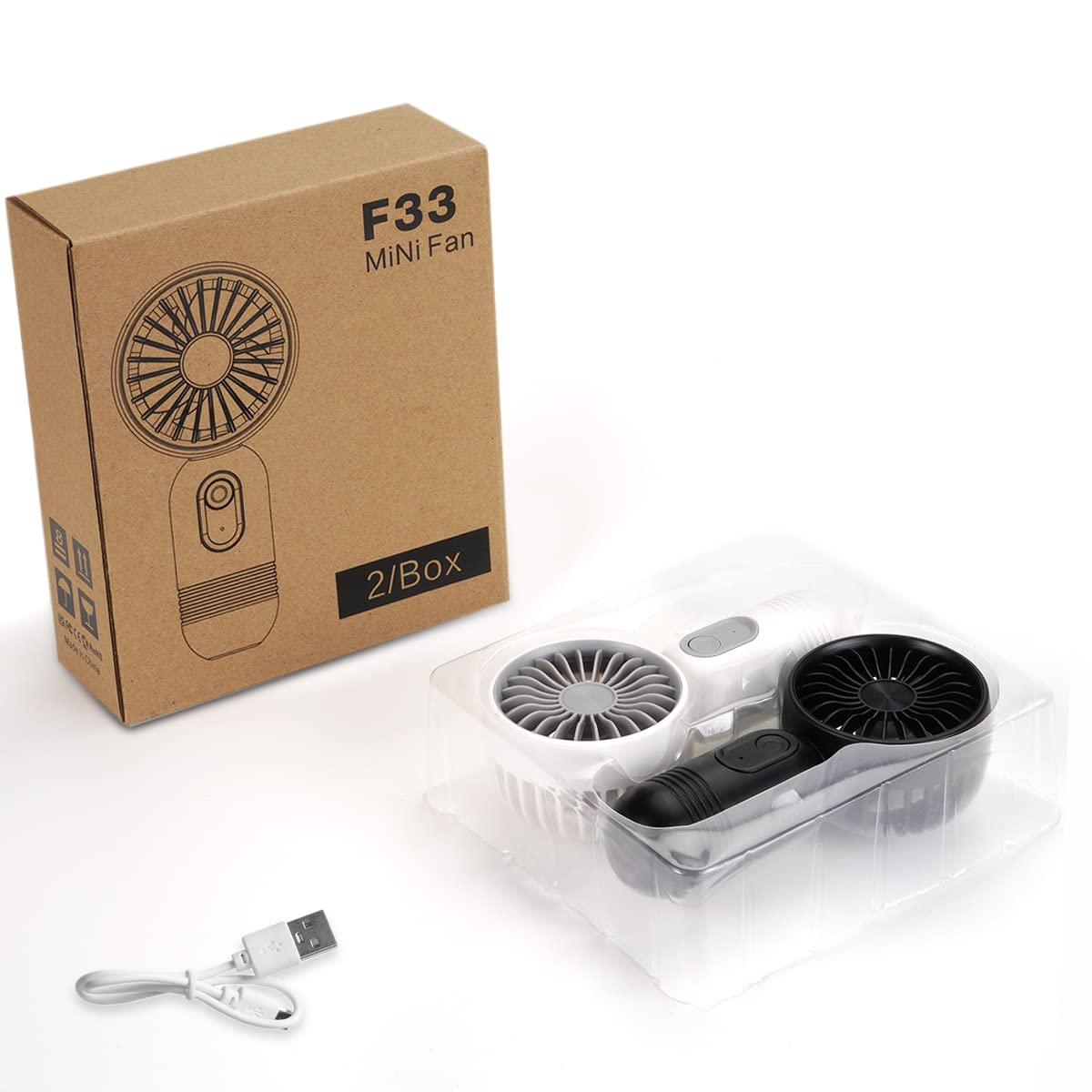 Mini Portable Fan 2 Pack, Cute Handheld Fan Battery Operated Lightweight Small Personal Fan