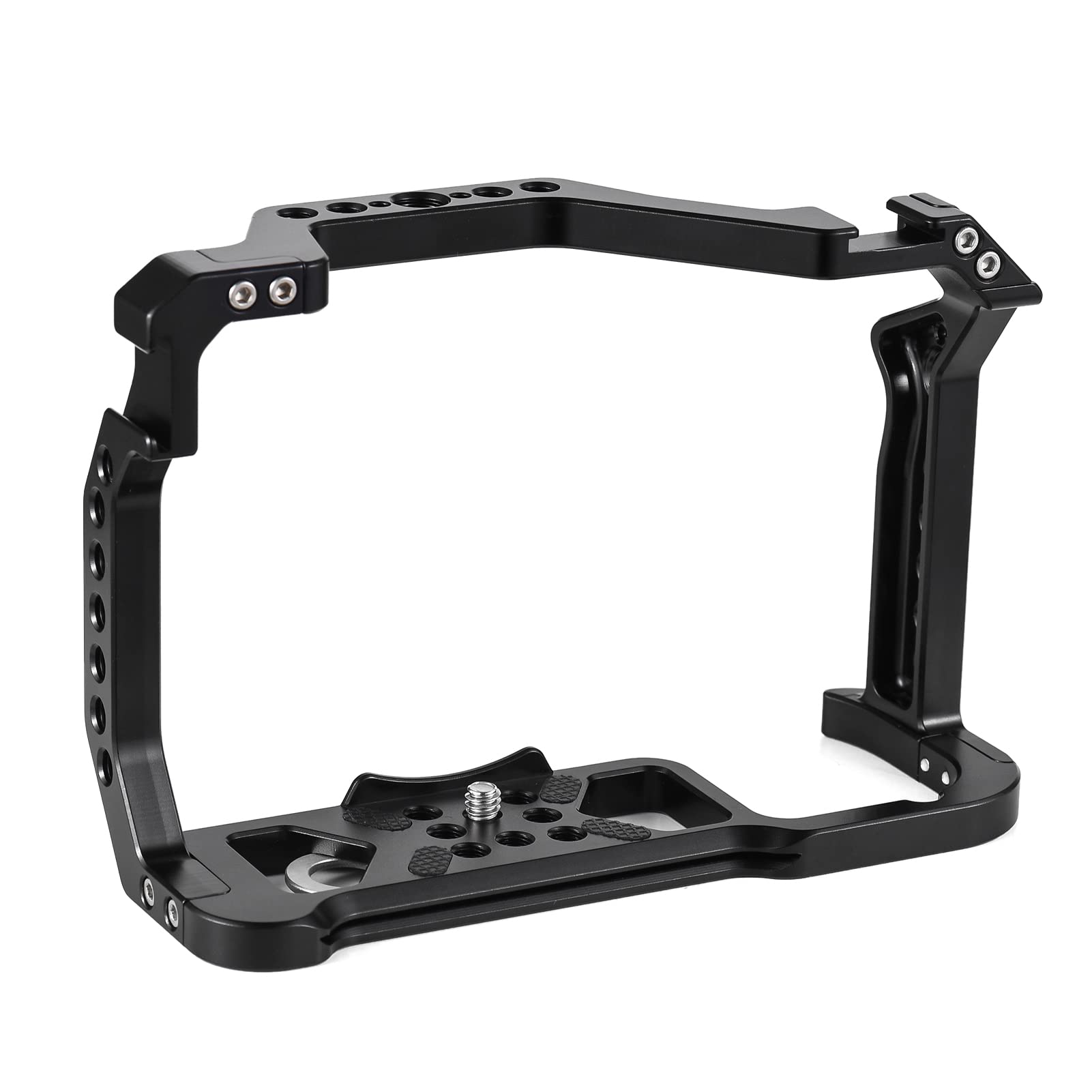 Andoer Camera Cage Aluminum Alloy Camera Video Cage With Dual Cold Shoe Mount Numerous 1/4 Inch & 3/8 Inch Threads Replacement For Canon R5/R6/R6 Ii