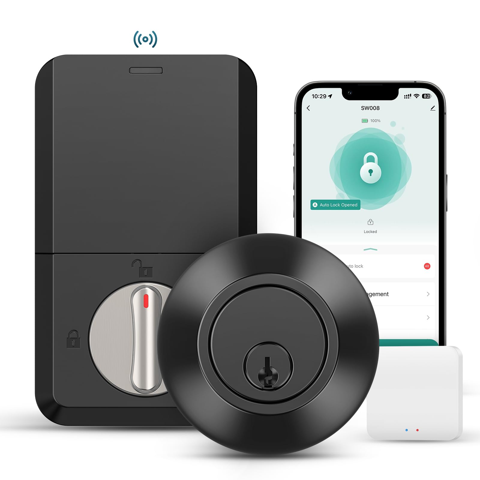Calzibeno Smart Lock With Voice Control, Keyless Entry Door Locks For Front Door, Built-In Bluetooth, Electronic Lock Fits Your Existing Deadbolt (With Wi-Fi Gateway)