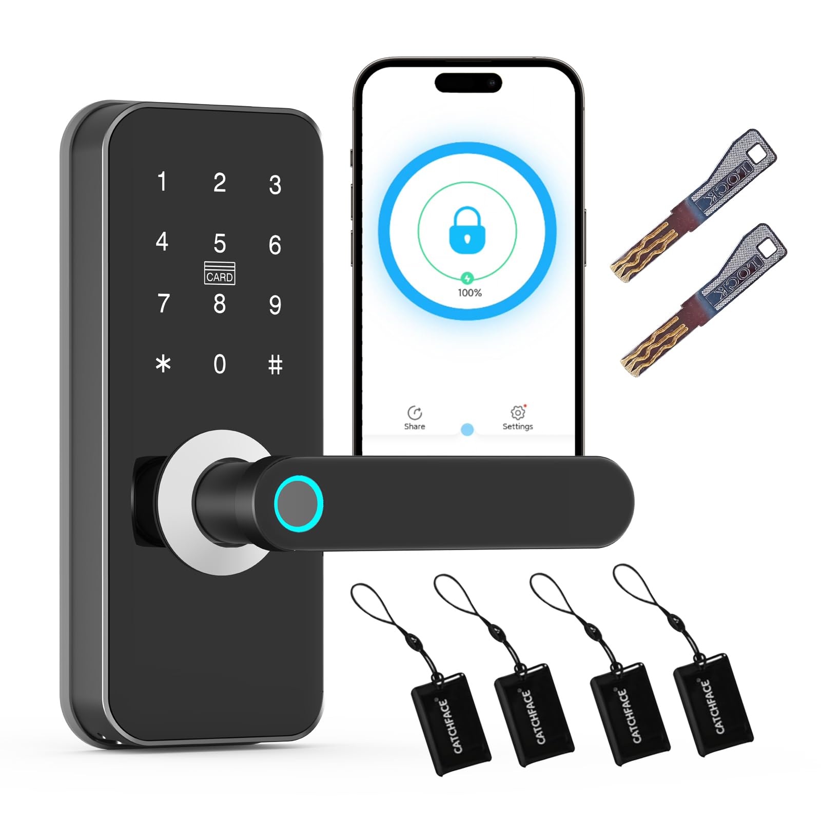 Ossomo Smart Lock, Fingerprint Door Lock, 6-In-1 Keyless Entry Door Lock With App Control, Electronic Touchscreen Keypad, Smart Deadbolt For Front Door