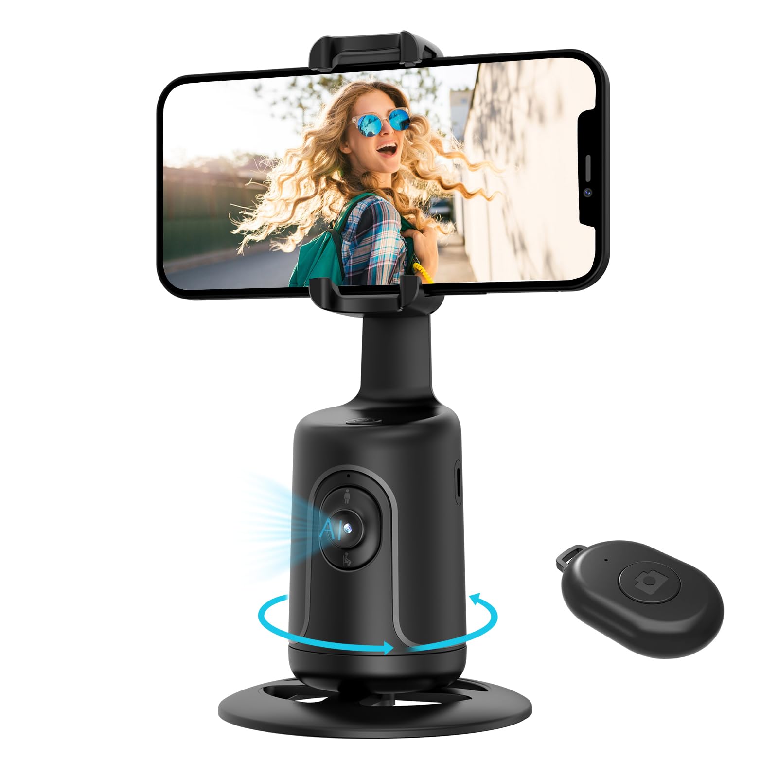 Rupital Auto Face Tracking Tripod, 360° Rotation Body Phone Camera Mount Smart Shooting Holder With Remote Selfie Stick, No App, Gesture Control, For Vlog, Tiktok
