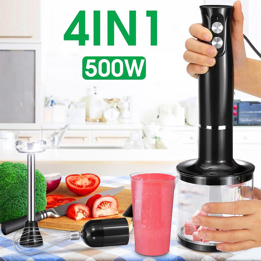 Uniqus 500W Cordless Immersion Handheld Blender Stainless Steel Blades, 2 Gear Speed, Anti-Slip Handle Perfect For Shakes, Smoothies, Puree & Soups Easy To Clean
