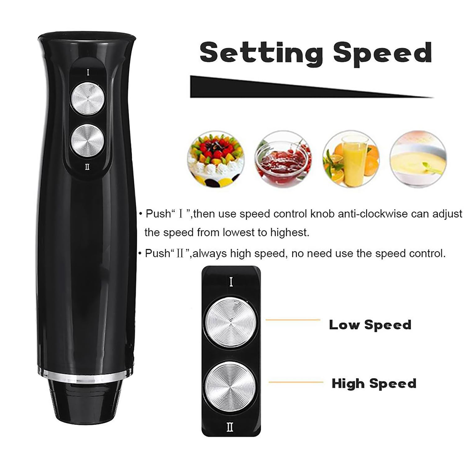 Liulikj Food Blender, 4-In-1 Household Handheld Food Cooking Stick With Ground Meat Cup, Low And High Speed Setting Suitable For Home Kitchens To Prepare Children'S Food, Soups And Sauces