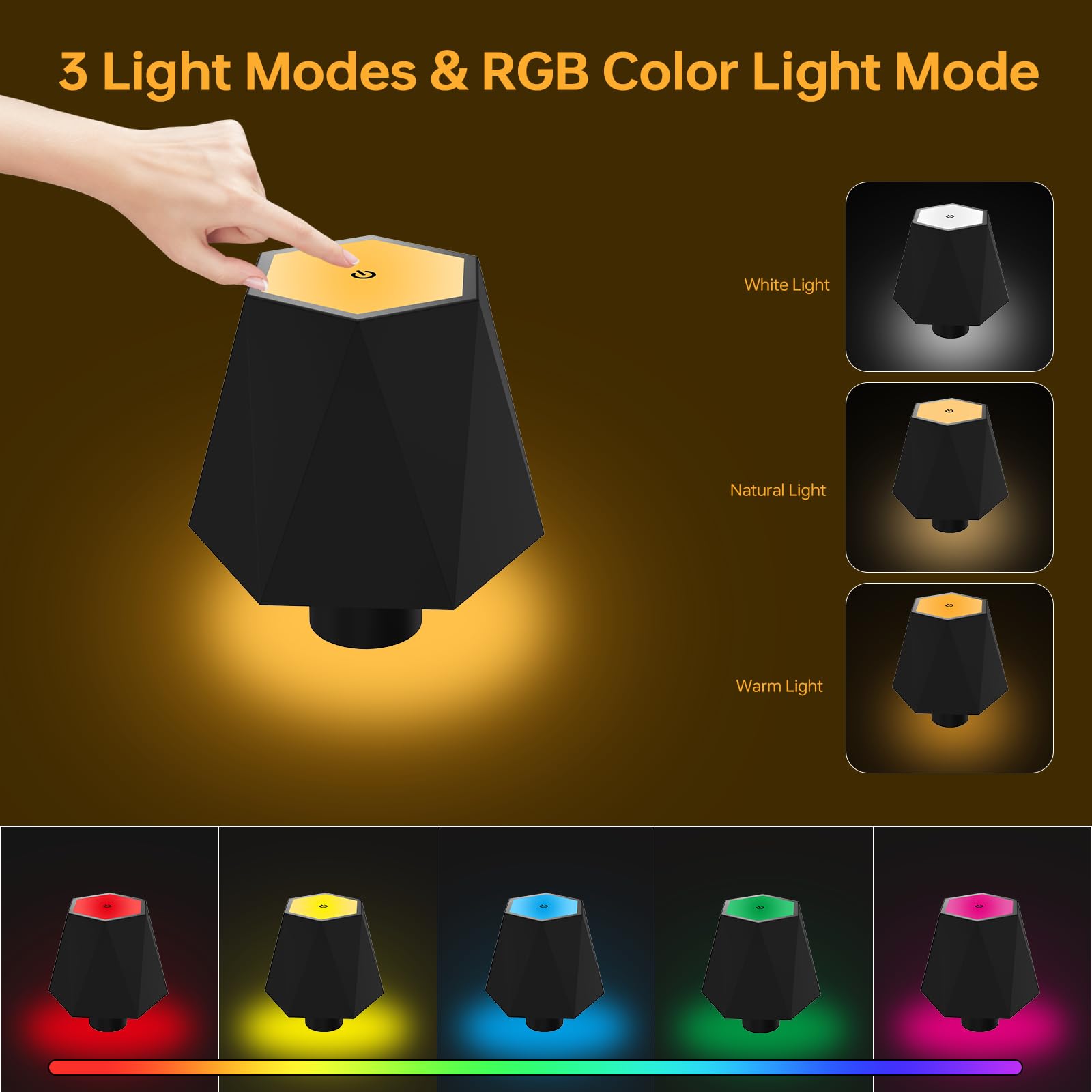 Yinjupu 2 Pack Wireless Wine Bottle Lamp Led, Rgb Breathing Light Mode Touch 3-Color Stepless Dimming Cordless Table Lamp Suitable For Bars,Restaurants,Bedrooms(Black)