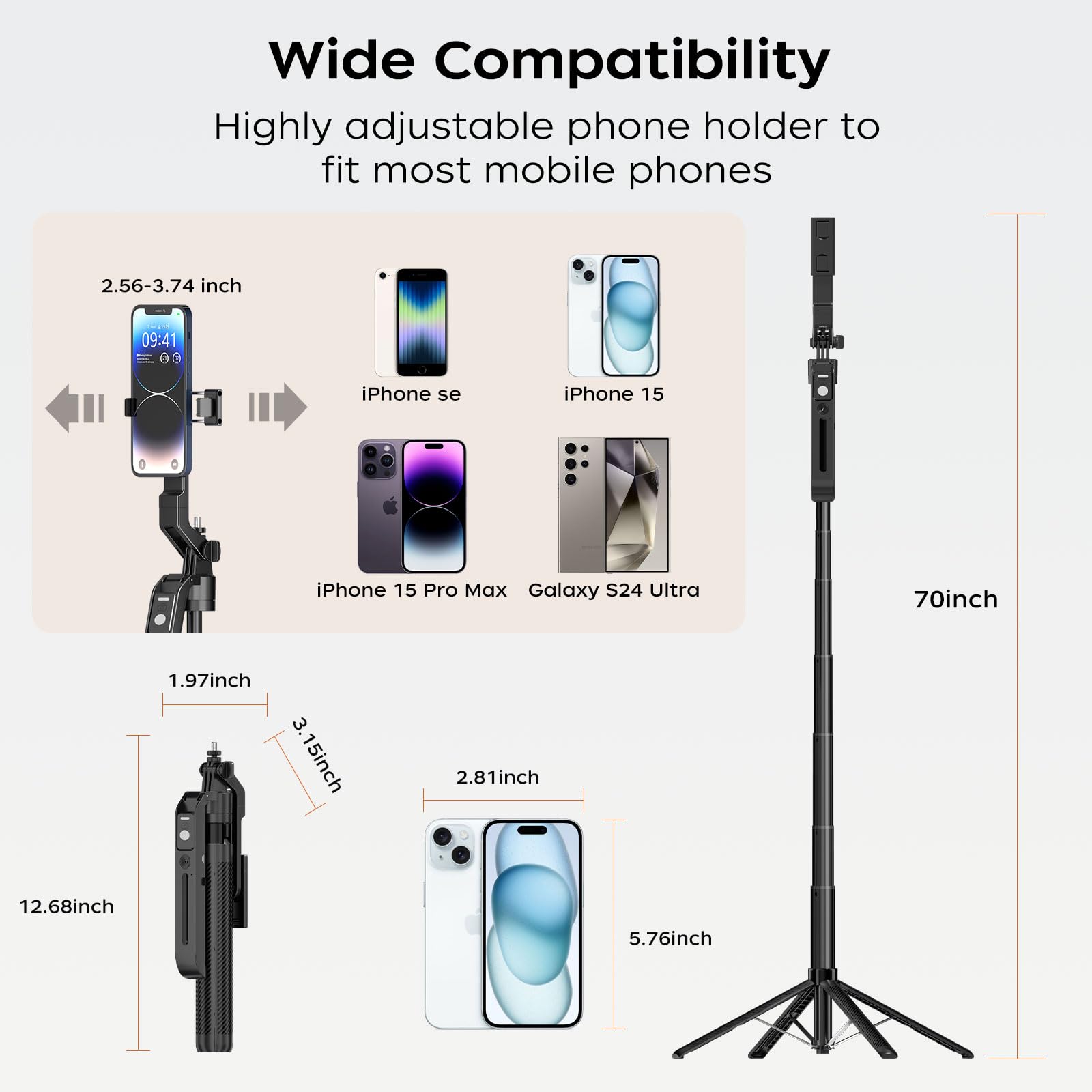 Funsnap Auto Face Tracking Selfie Stick - Extendable, Gesture Control Iphone & Android Tripod For Vlog, Live Streaming, Tiktok