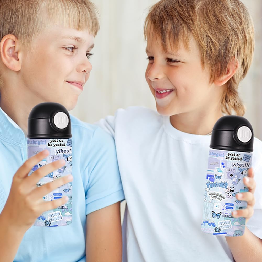 Pyd Life 8 Pack Sublimation Kids Water Bottles Blanks 12 Oz Straight Skinny Kids Tumbler