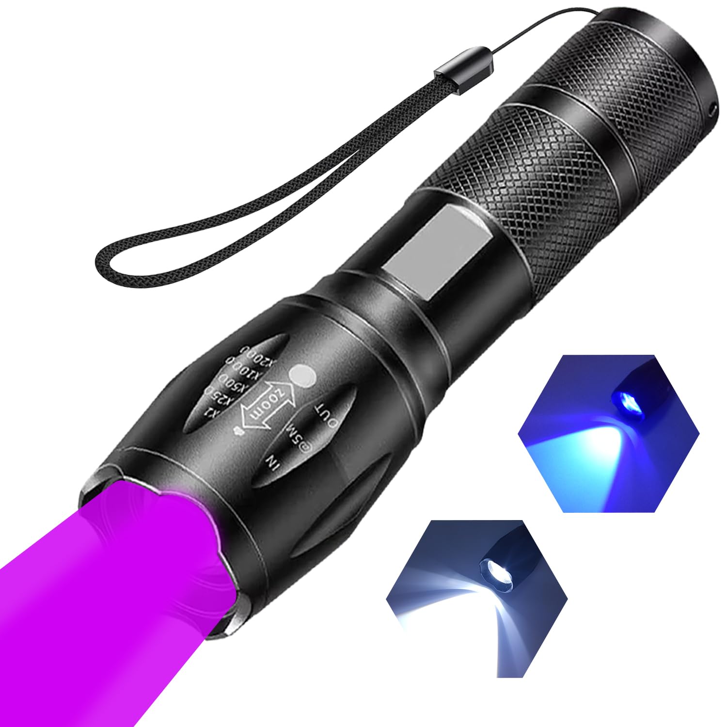 Mviocs Uv Flashlight, Portable Blacklight Flashlight, Led Torch With White And Uv Light Combo, Black Light Pet Urine Detector For Dog/Cat Urine, Dry Stains, Scorpions Finder, Bed Bug, Outdoor