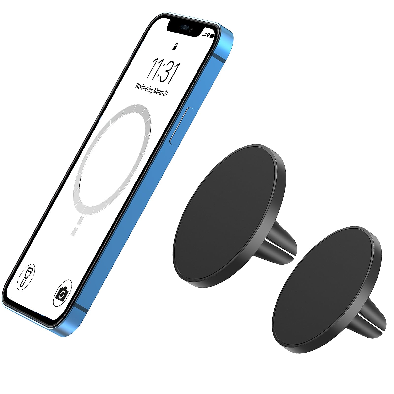 Techmatte For Magsafe Car Mount, Magnetic Air Vent Phone Holder For Car Compatible With Iphone 16 15 14 13 12 Pro Max Plus Mini & Magsafe Case, Portable Electronic Device Mount (2 Pieces, Black)