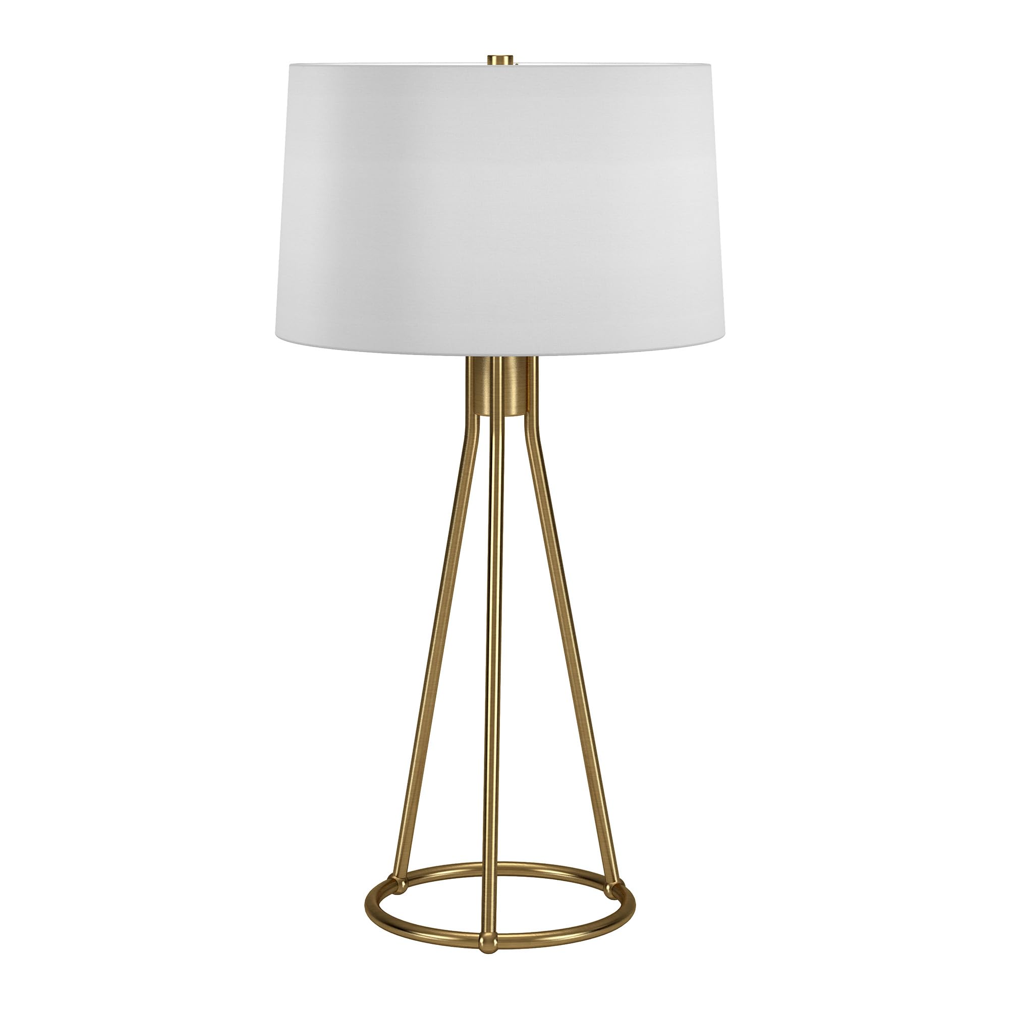 Henn&Hart Nova 28" Tall Table Lamp With Fabric Shade In Brass/White