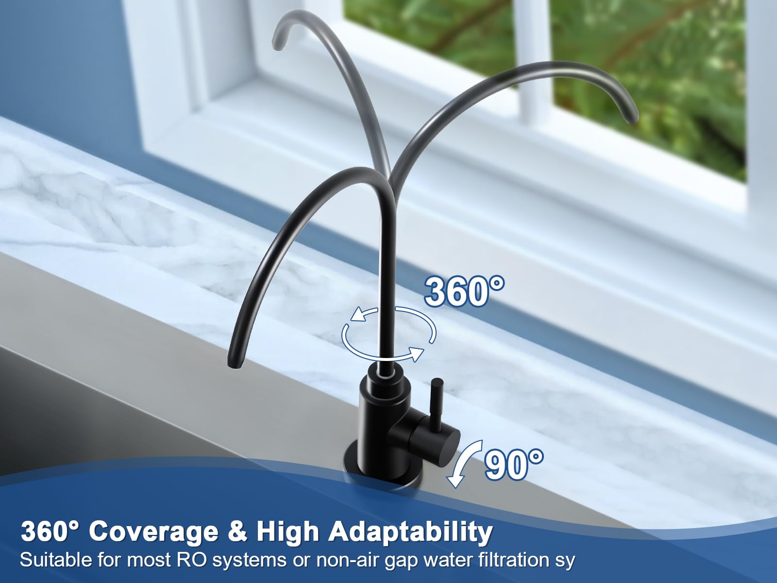 Vmasstone Water Filter Faucet, Reverse Osmosis Faucet Fits Most Ro Units Or Water Filtration System In Non-Air Gap, Lead- Stainless Steel Drinking Water Faucet For Bar Kitchen Sink, Rv (Dm001 Mb)