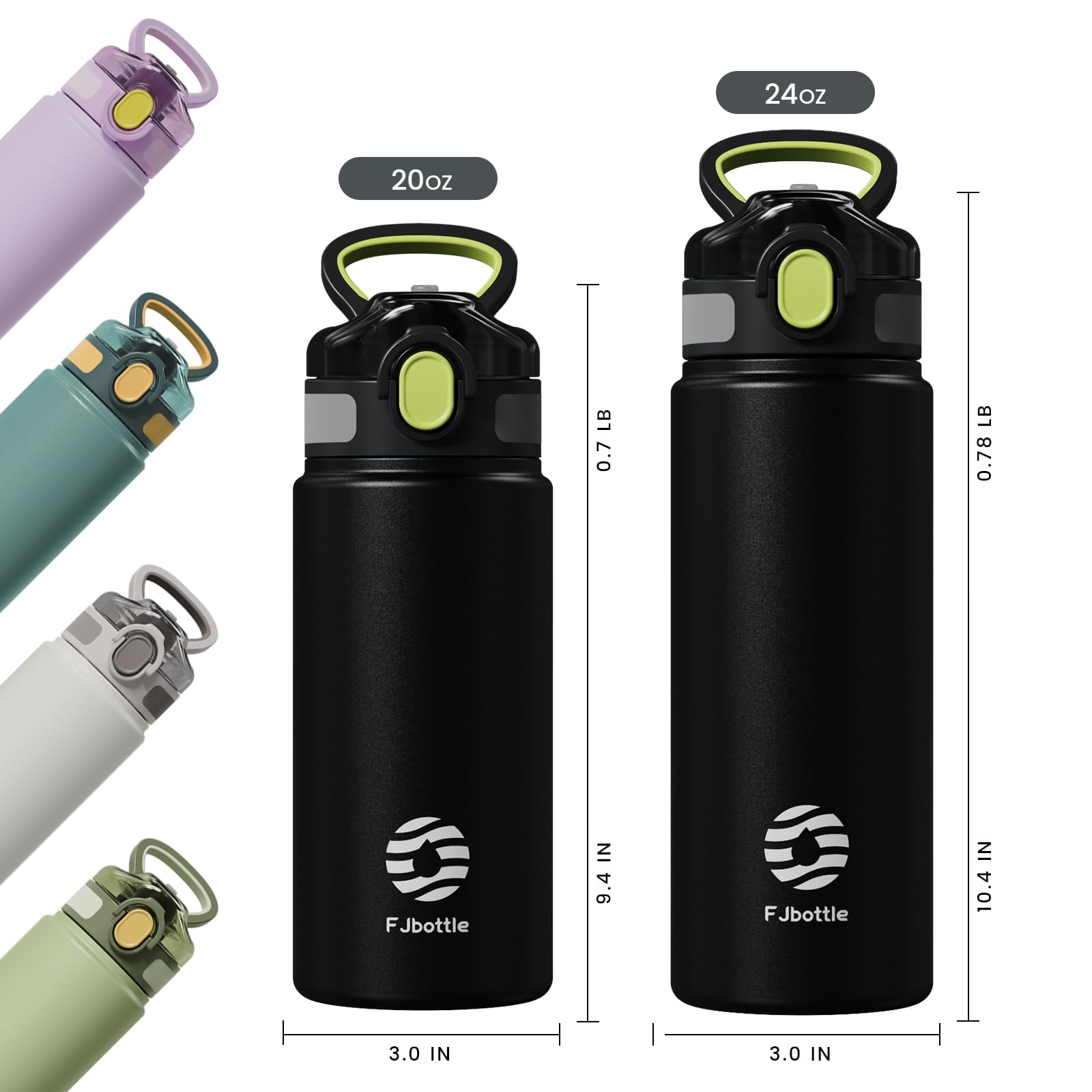 Insulated Water Bottle With Straw - 24 Oz Vacuum Stainless Steel Water Bottle, Leak Proof Locking