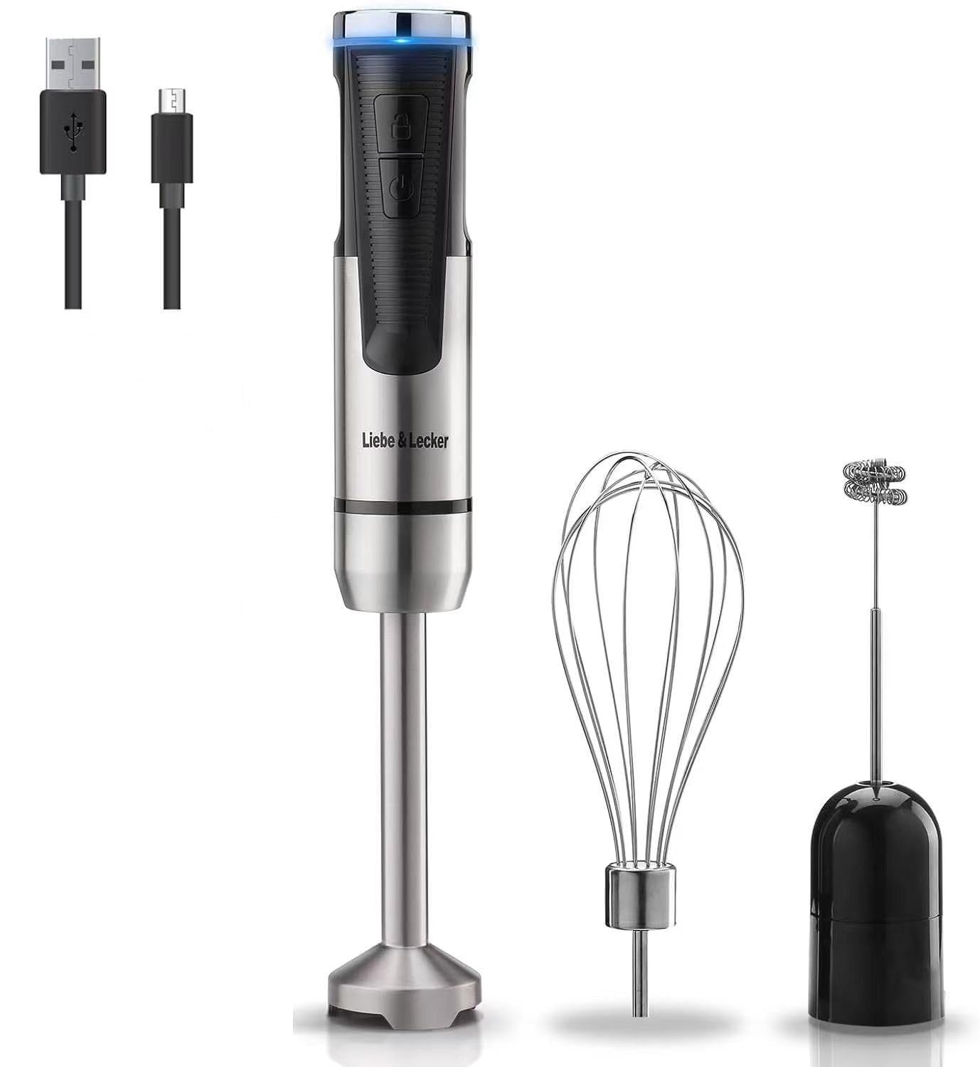 Sionne Portable Electric Immersion Hand Blender Stick Blender Rechargeable Cordless